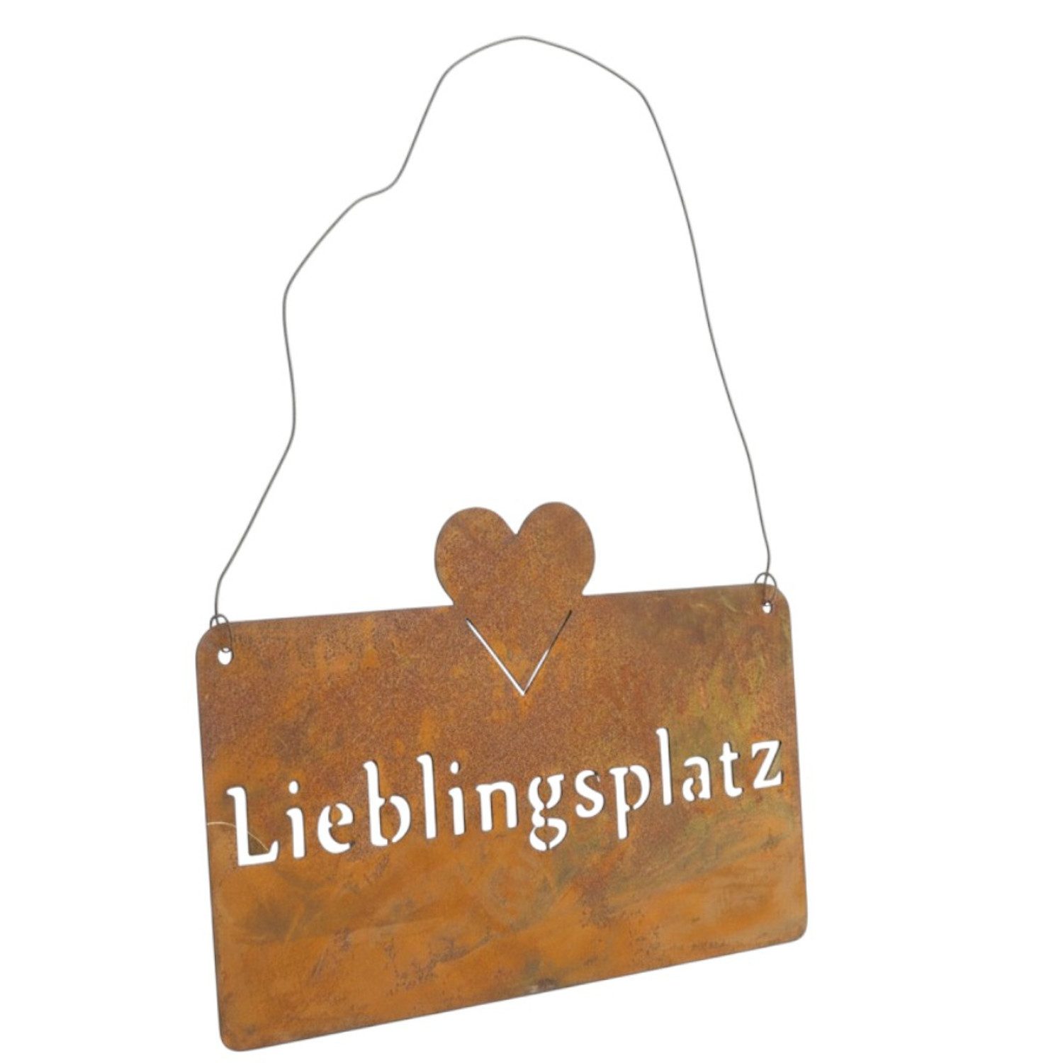 Macosa Home Metallschild Dekoschild Lieblingsplatz Rost Metall 25 cm, (Hängedekoration Rostdeko, 1 St., Gartenschild Wand-Dekoration), rechteckig Deko Schild Wandschild