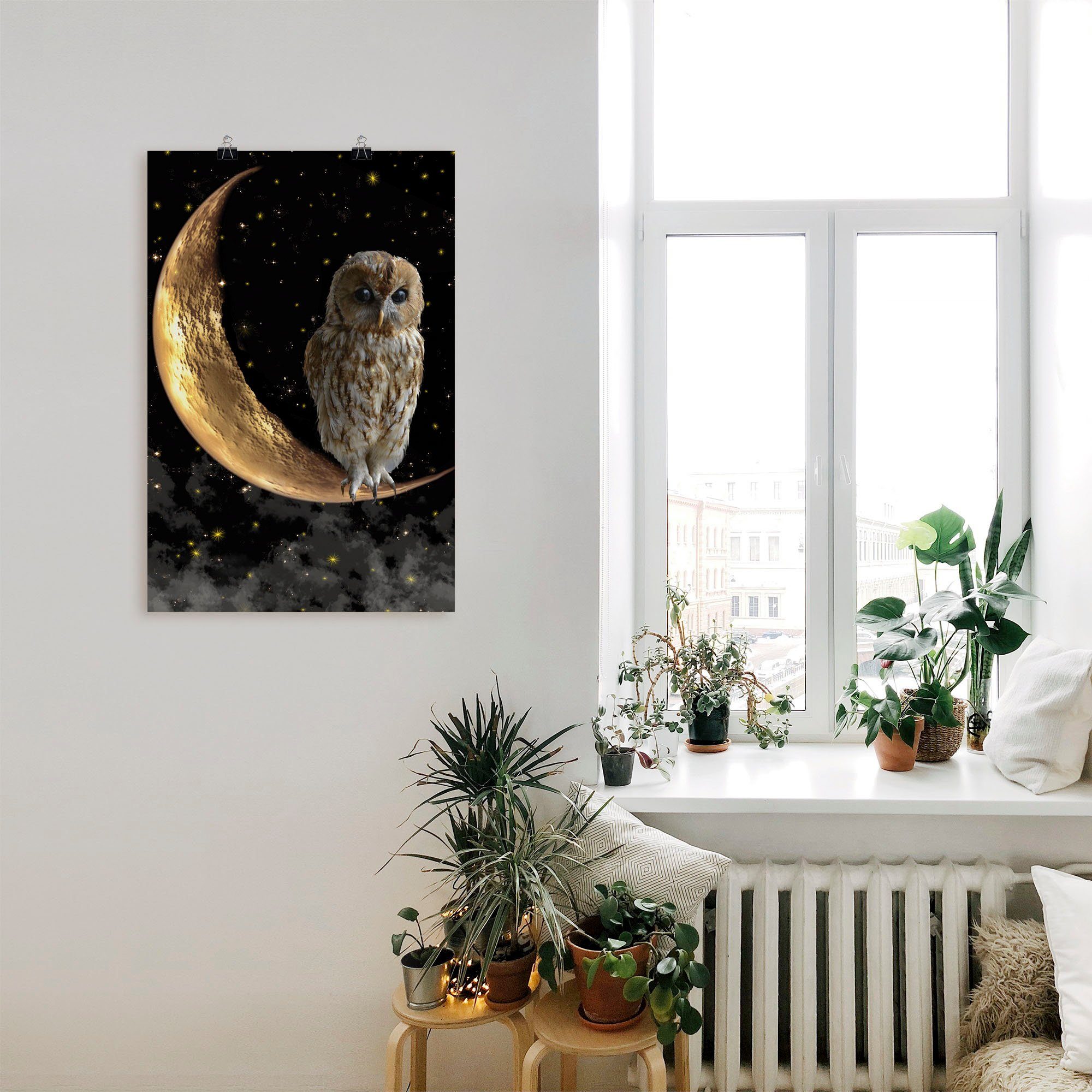 Nachteule, St), als Wandbild Größen versch. in oder Alubild, Wandaufkleber Vögel Leinwandbild, (1 Poster Artland