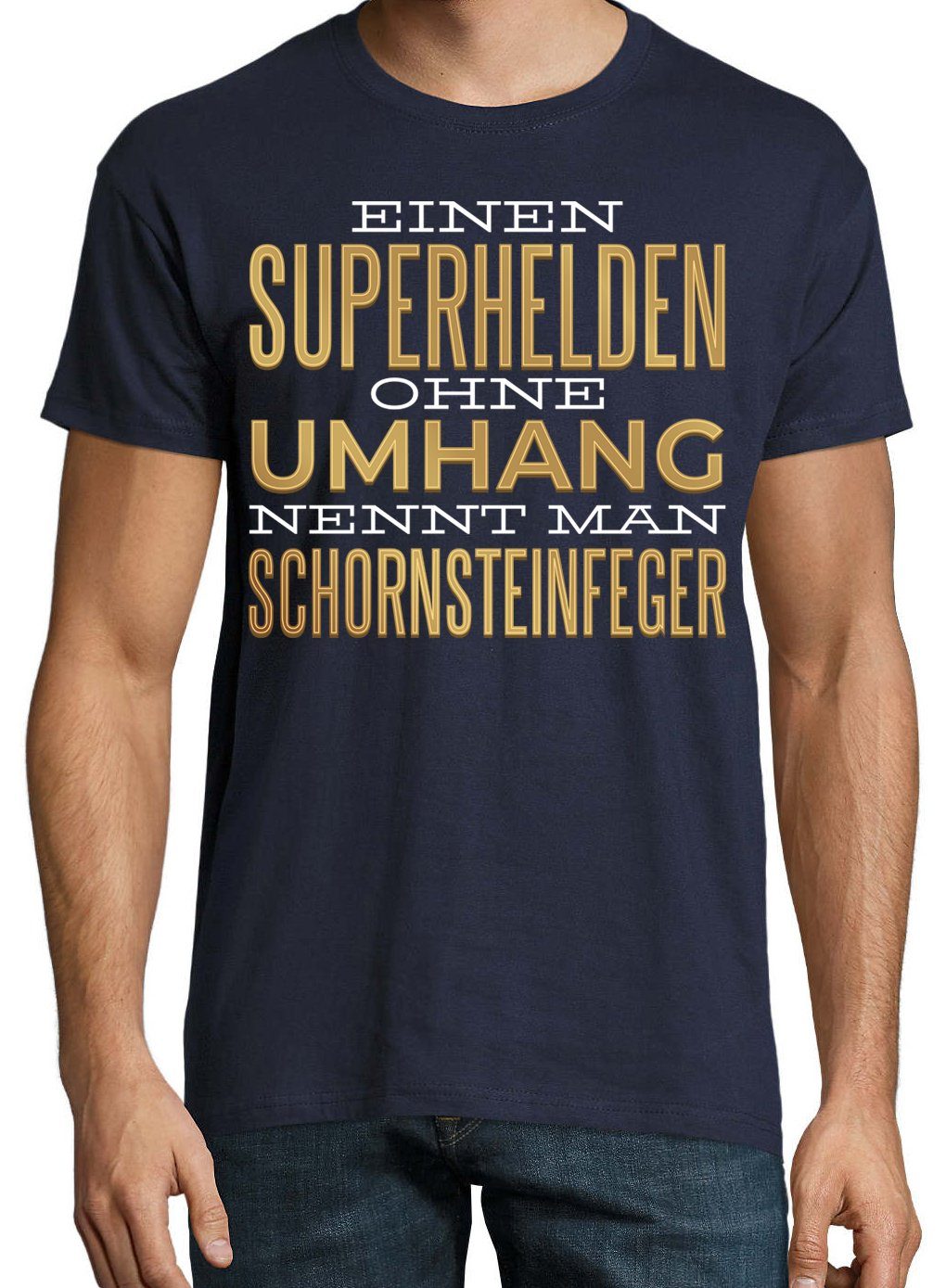 Herren Navyblau Spruch Shirt T-Shirt Youth lustigem Schornsteinfeger Print Designz mit