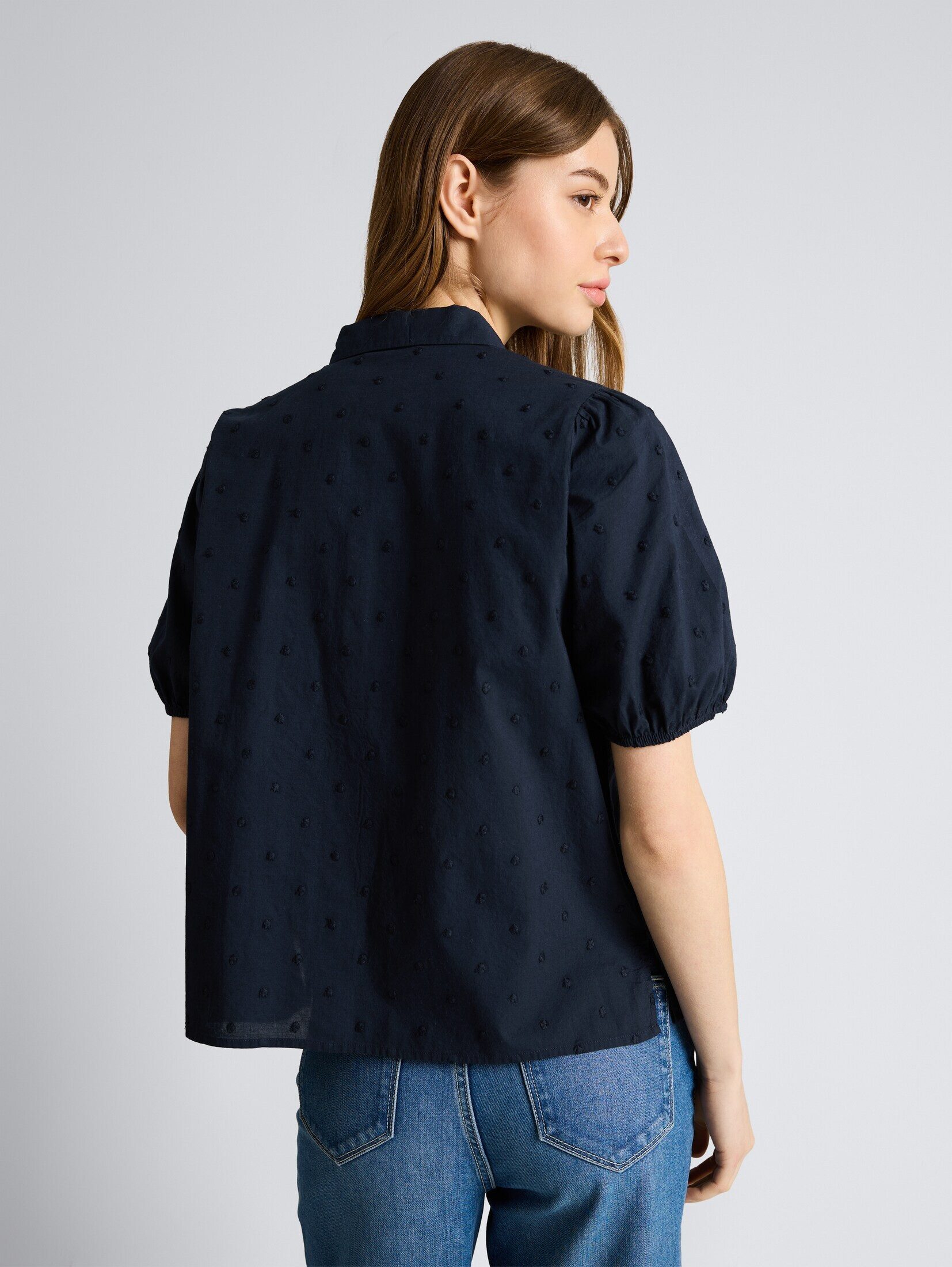 TOM TAILOR Denim Kurzarmbluse Blusen & Shirts Bluse mit Stickerei