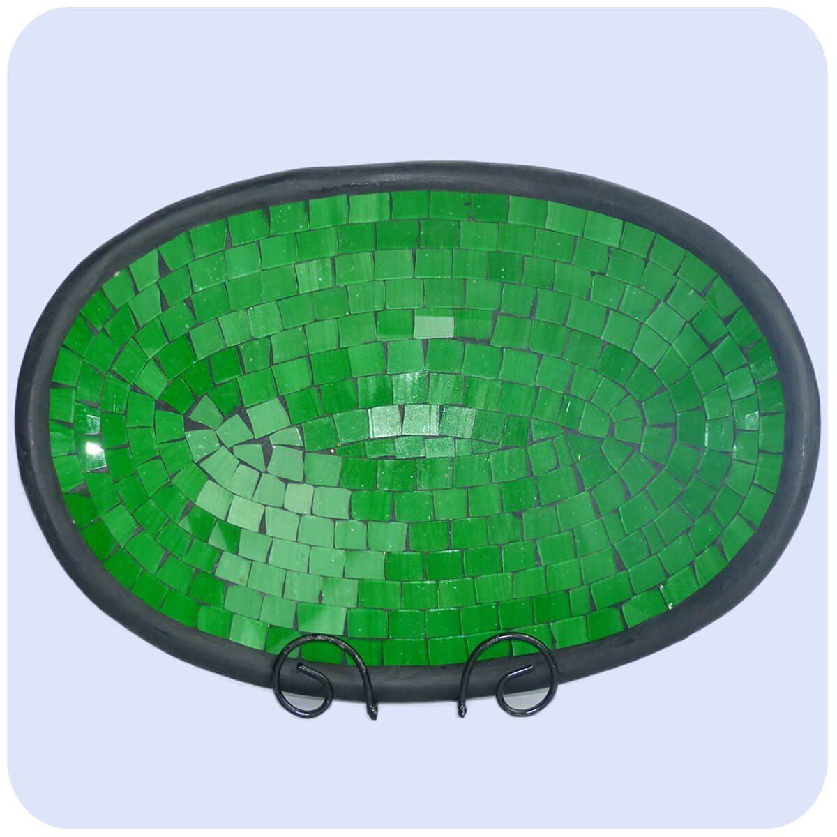 SIMANDRA Dekoschale Glas-Mosaikschale Tonschale XL oval Grün