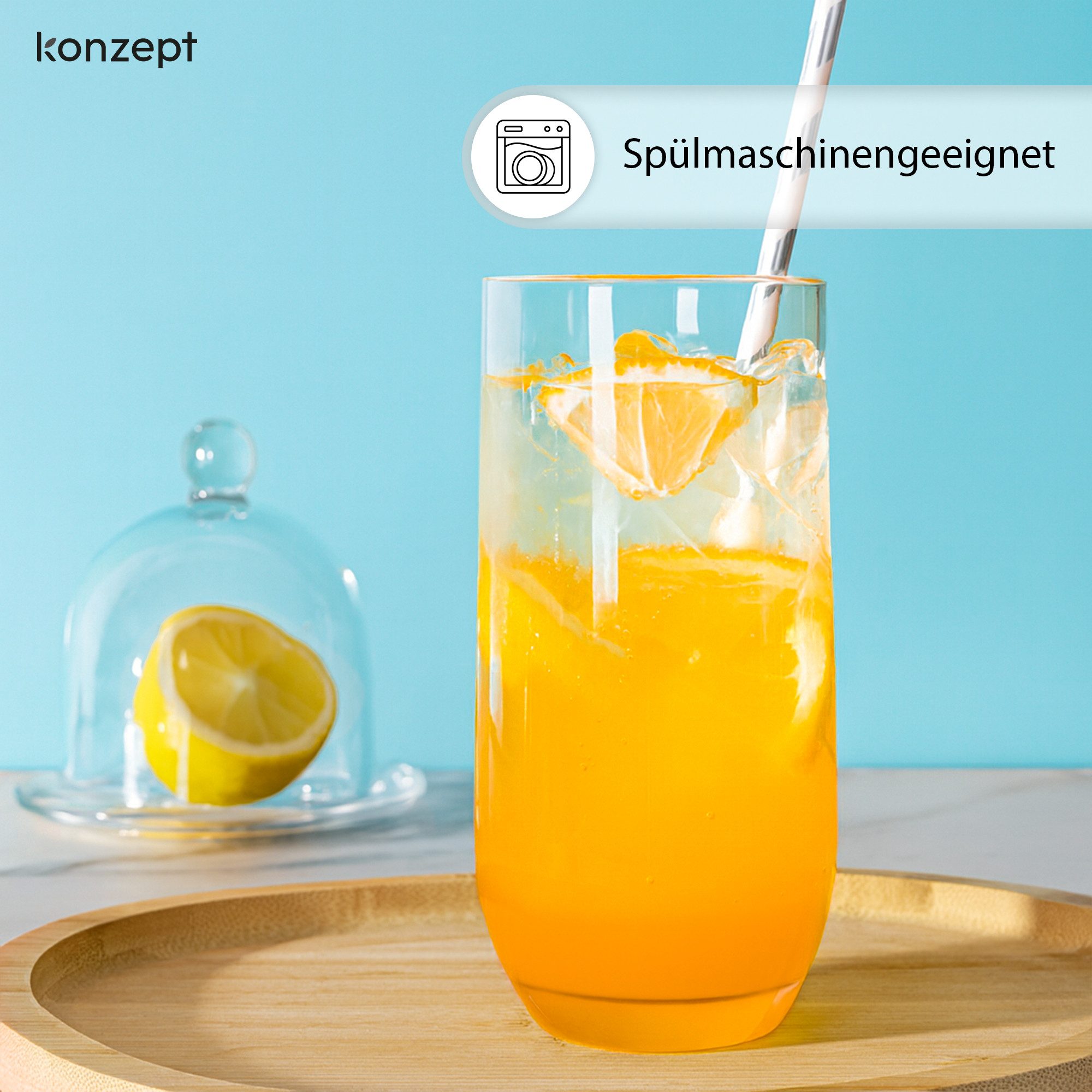 KONZEPT Gläser-Set Trinkgläser Set 6/12-teilig, Transparente 400ml, 6-tlg., Wassergläser Set, Ideal für Saft, Cocktails, Longdrinks, Eiskaffee