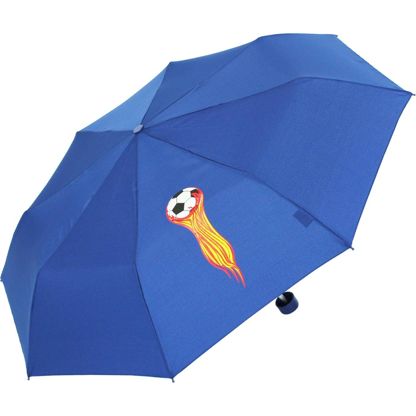 Jungen leicht Taschenregenschirm ein Mini leichter Schulweg - derby coolen für Schule Schirm Motiven Kids blau, fireball Kinderschirm mit den