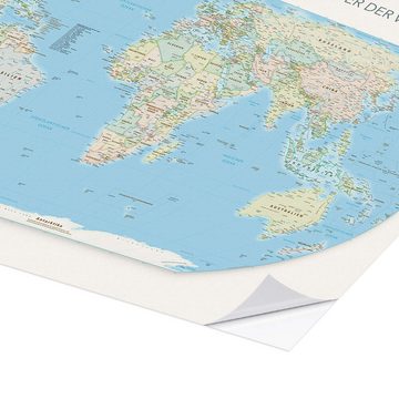Posterlounge Wandfolie Editors Choice, Equal Area World Map, Länder der Welt, Klassenzimmer