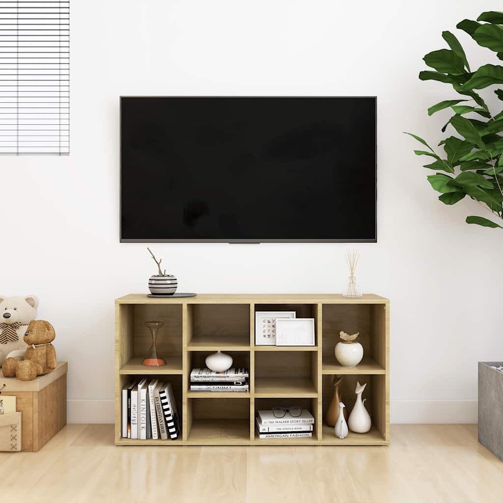 furnicato Schuhbank Sonoma-Eiche 103x30x55 cm Holzwerkstoff (1-St), TV-Schrank mit 10 Fächern, Ablagefläche und viel Stauraum für Schuhe