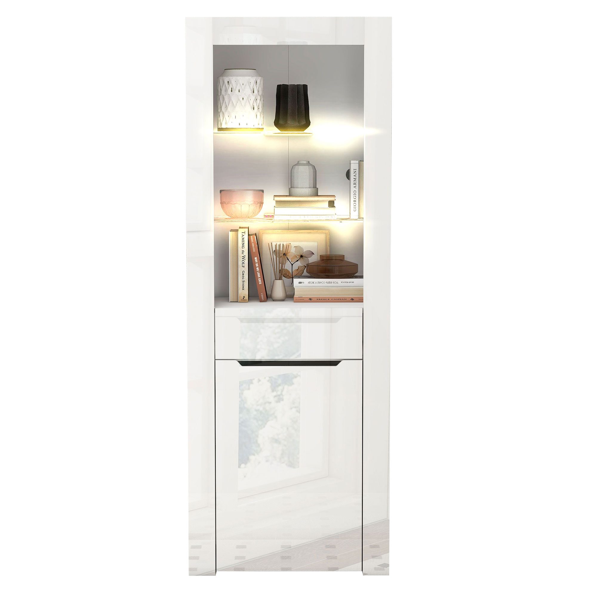 Merax Vitrine hochglanz mit LED, Bücherschrank günstig online kaufen