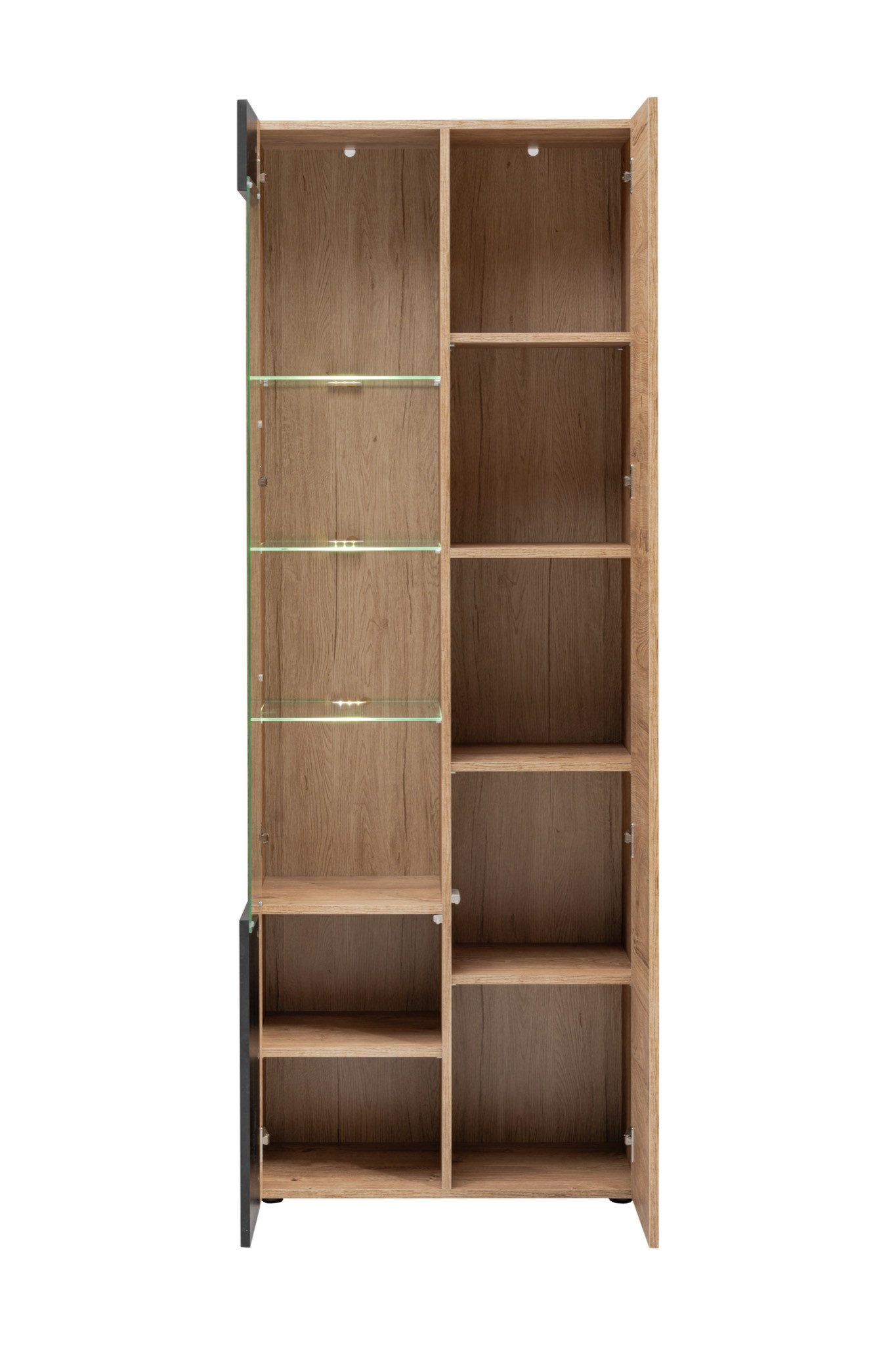 ASM-Moebel Wohnwand Wohnwand ARON mit Rillenfront LED und Push - Click System, Mit Led Beleuchtung und Push-Click System.