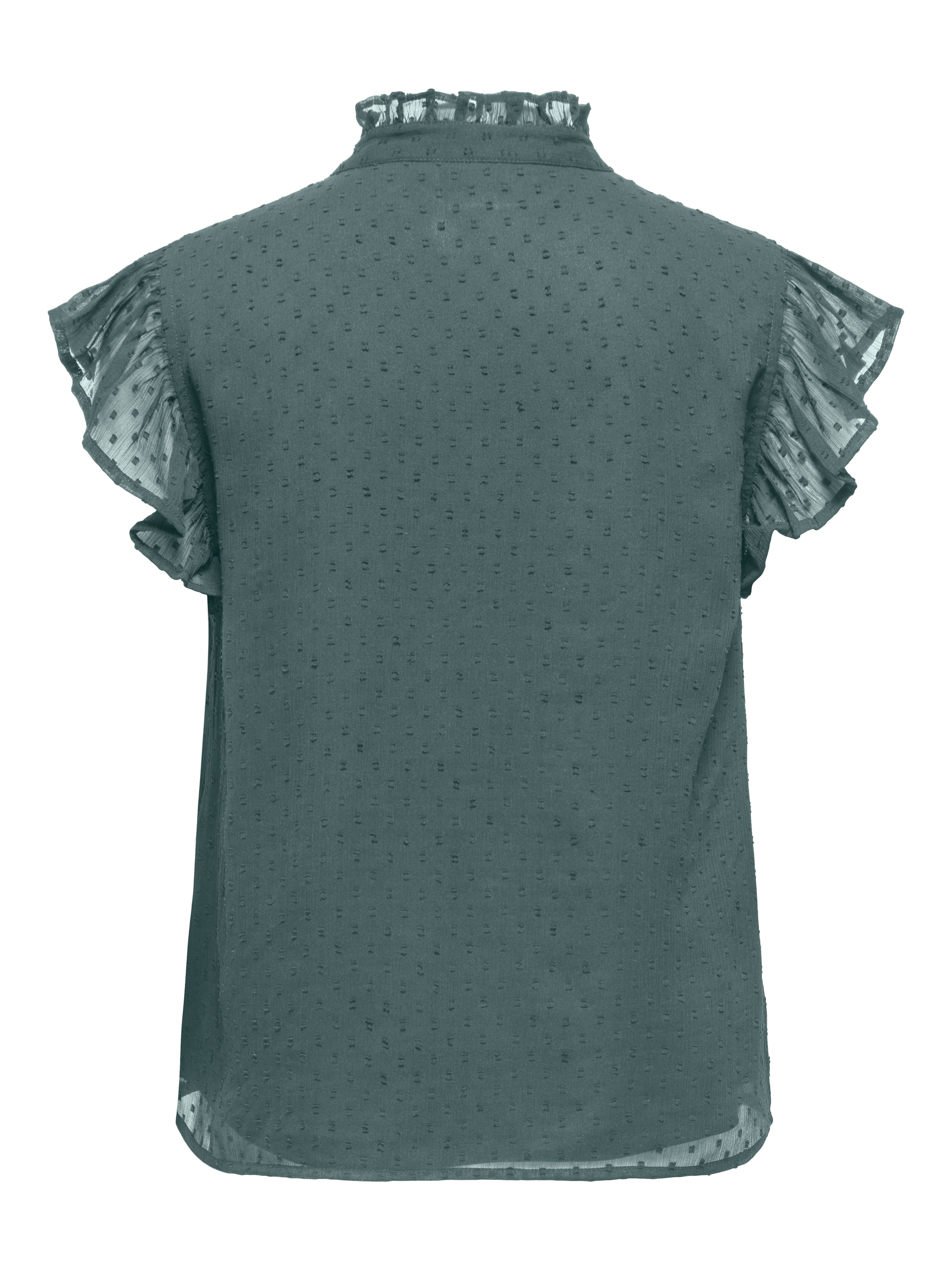 ONLY Spitzenbluse ONLLANDAU DOBBY FRILL V-NECK TOP WVN Kunstfaser