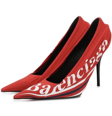 Balenciaga BALENCIAGA CREPE KNIFE 110 RUCHED LOGO JERSEY PUMPS SHOES HIGH-HEELS S Pumps