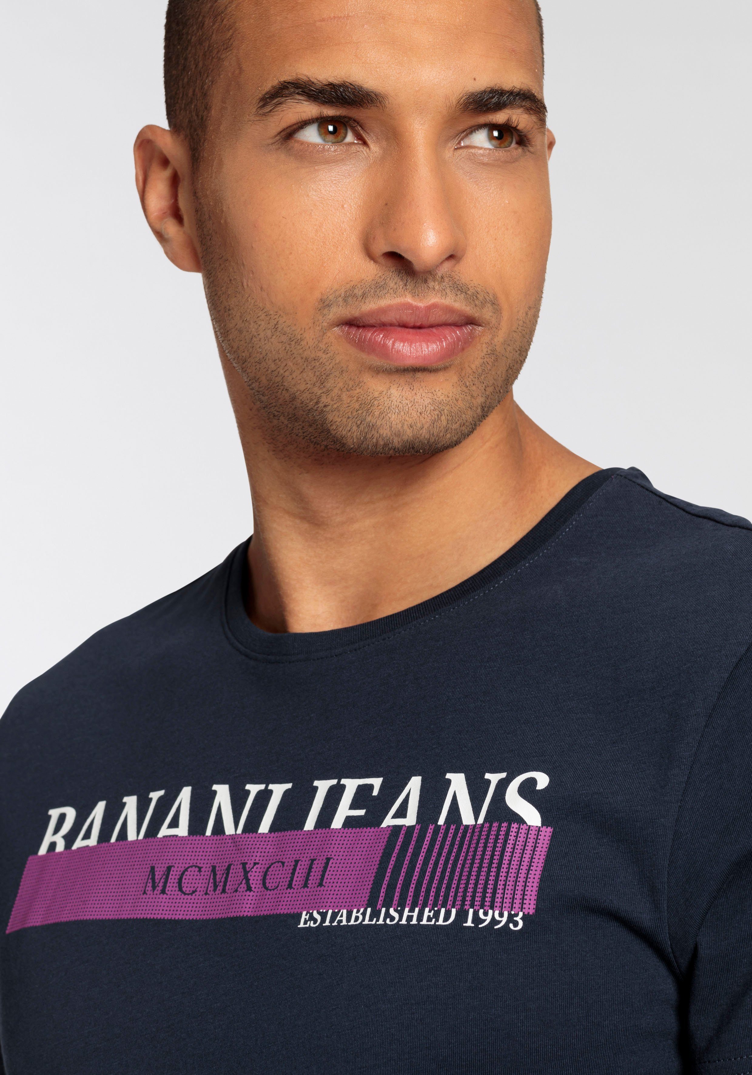Bruno Banani T-Shirt kurze Ärmel, schmale Passform, bedruckt, Rundhalsausschnitt