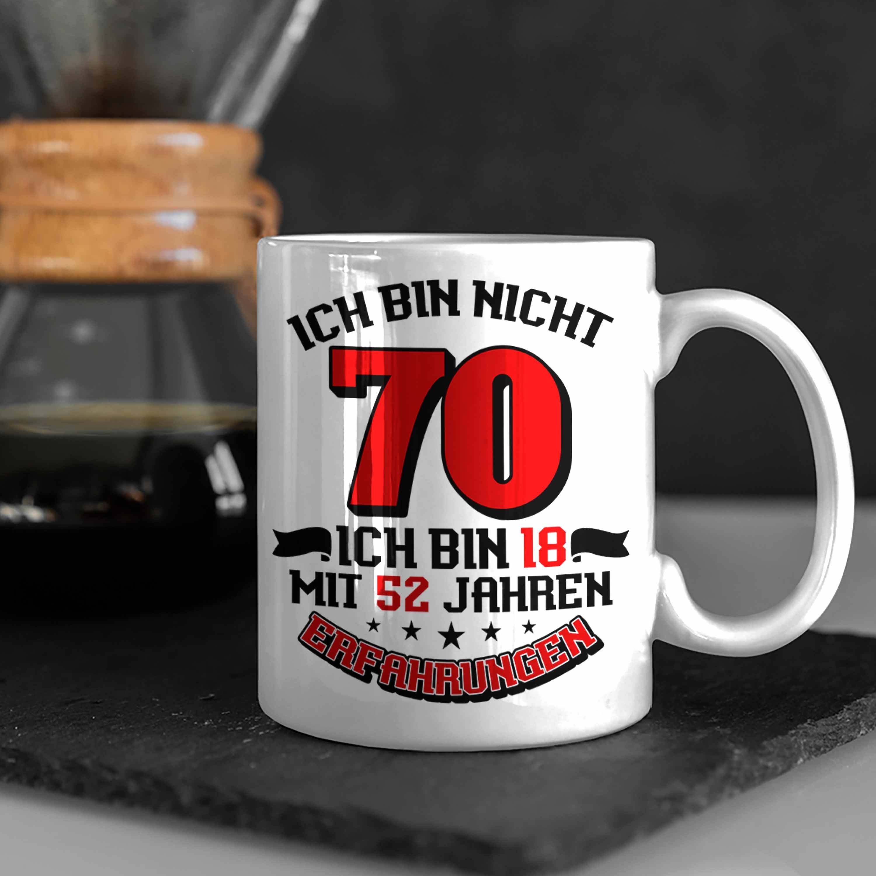 Trendation 18 Geschenkidee 70. Geburtstag Frauen Tasse für Jahre Tasse Männer Weiss 70 Spruch