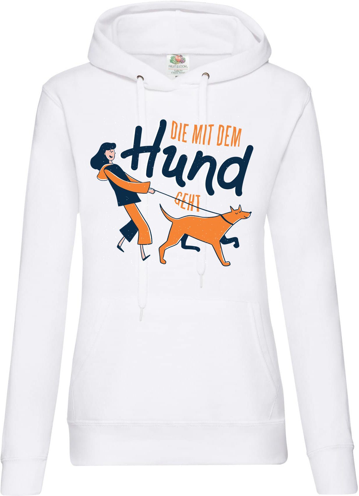 Kapuzenpullover Die Mit Dem Hund Geht Damen Hoodie Pullover