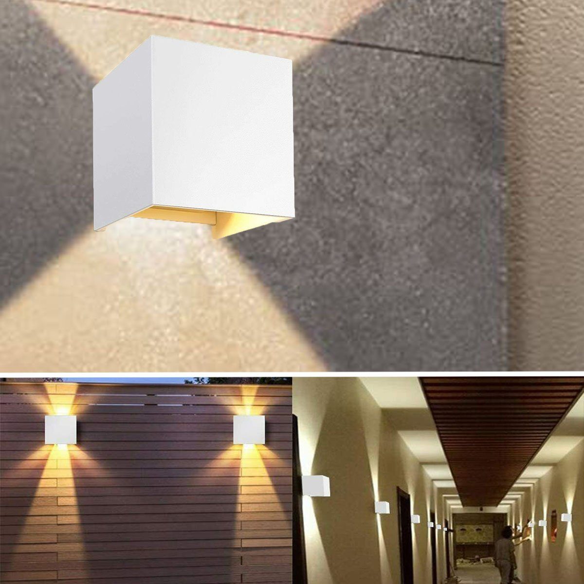 oyajia Wandleuchte 6W LED Wandlampe Cube Lampe Wand Strahler Licht Up Down Leuchten, LED fest integriert, Warmweiß, Treppen Flur Modern Square Lampe,für Wohnzimmer Schlafzimmer Balkon
