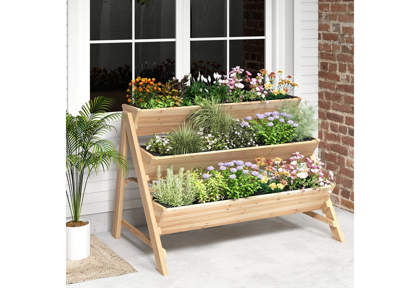 Thumbnail - COSTWAY Hochbeet (1 St), Blumentopf, Blumenkasten, 3-stöckig, mit Ablage