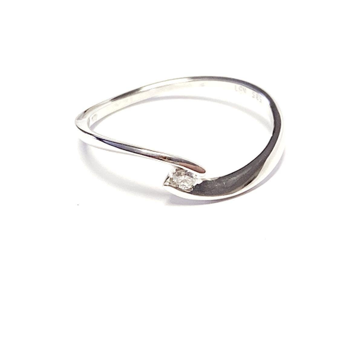 Edelschmiede925 Schmuckset zarter Weißgoldring 585/- poliert mit Brillant 0,04ct wsi #59