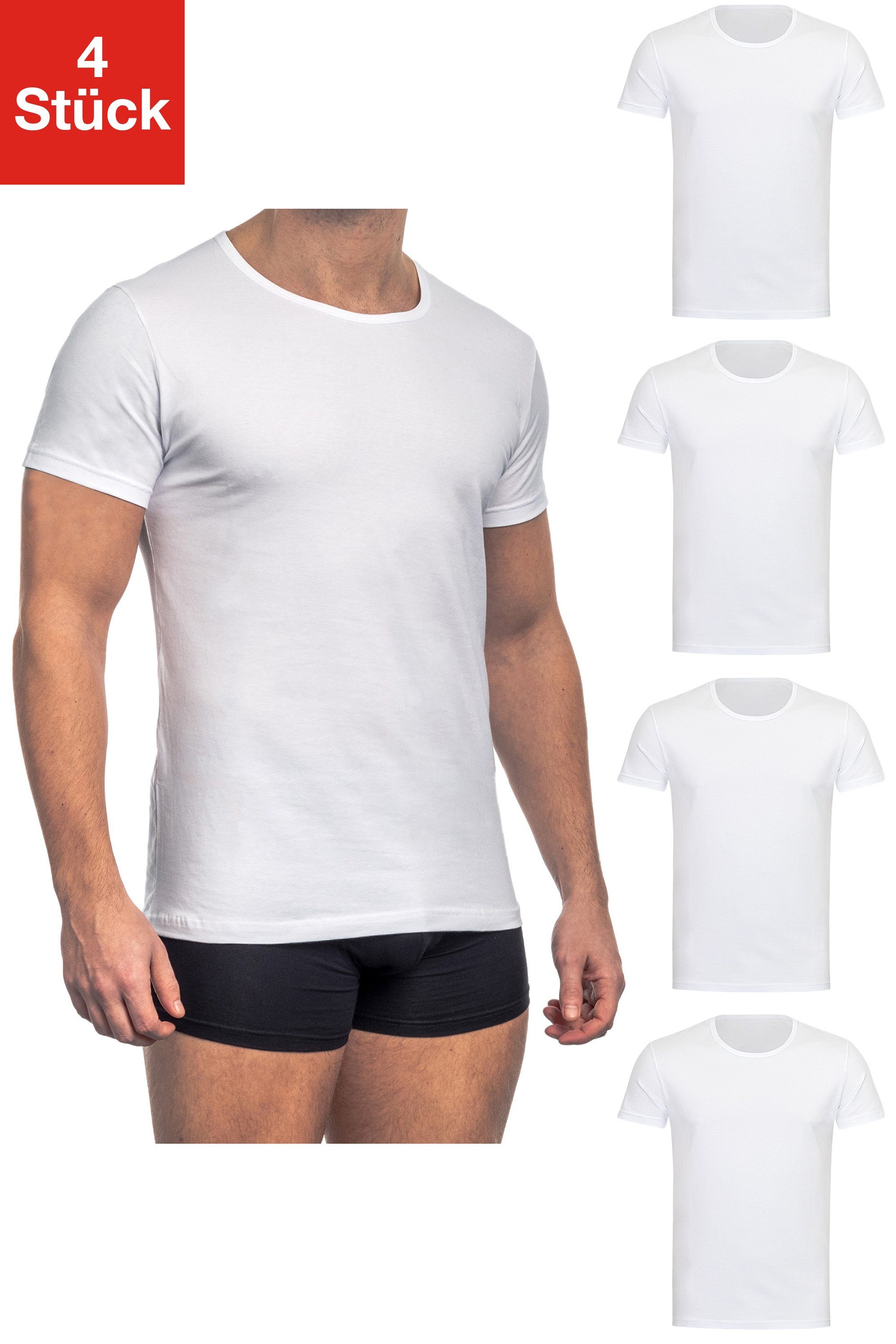 Barrio 13 Unterhemd T-Shirt Business mit Kurzarm und Rundhals für Herren aus Baumwolle (Packung, Set, Spar-Pack, Spar-Packung, 4-St., 4er-Pack) Feinripp aus 100% Baumwolle