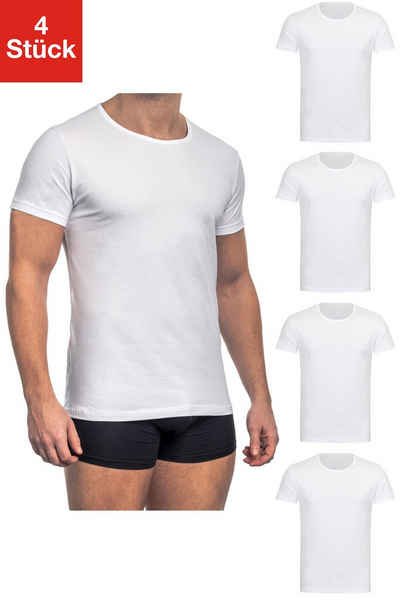 Barrio 13 Unterhemd T-Shirt Business mit Kurzarm und Rundhals für Herren aus Baumwolle (Packung, Set, Spar-Pack, Spar-Packung, 4-St., 4er-Pack) Feinripp aus 100% Baumwolle