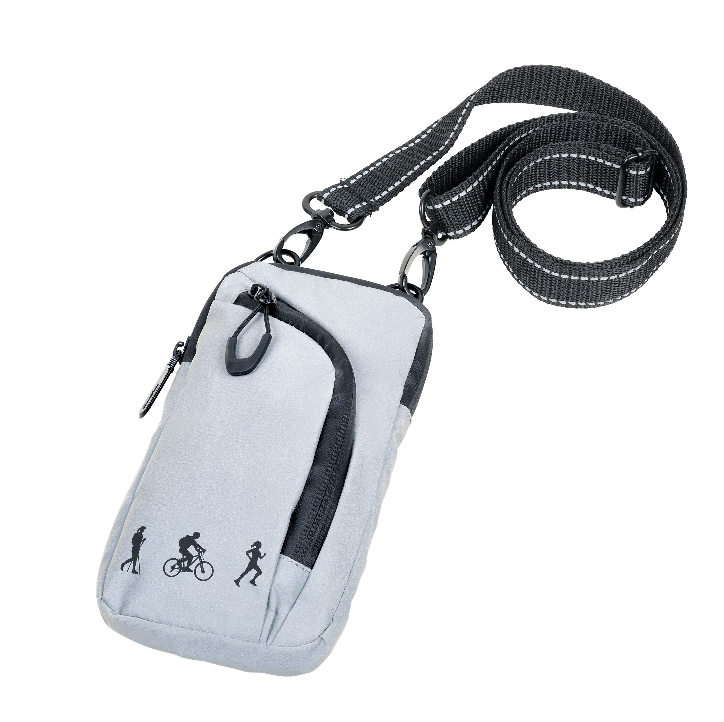 TROIKA Handytasche zum umhängen BLUE CYCLE SMARTBAG aus recyceltem Meeresplastik, Smartphone Umhängetasche mit Kartenfach, verstellbarer Gurt, Karabiner