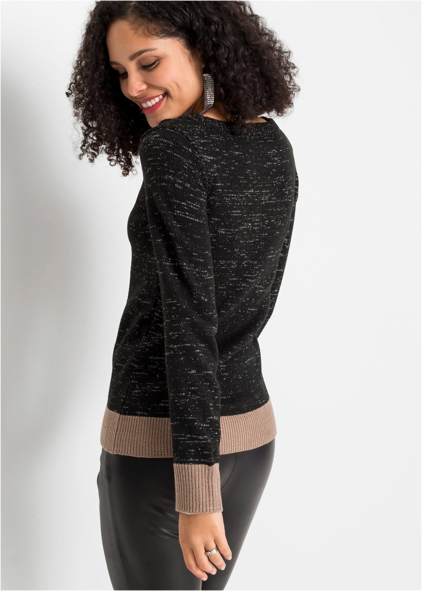 bonprix Strickpullover aus Polyacryl und metallisierten Fasern, mit dekorat günstig online kaufen