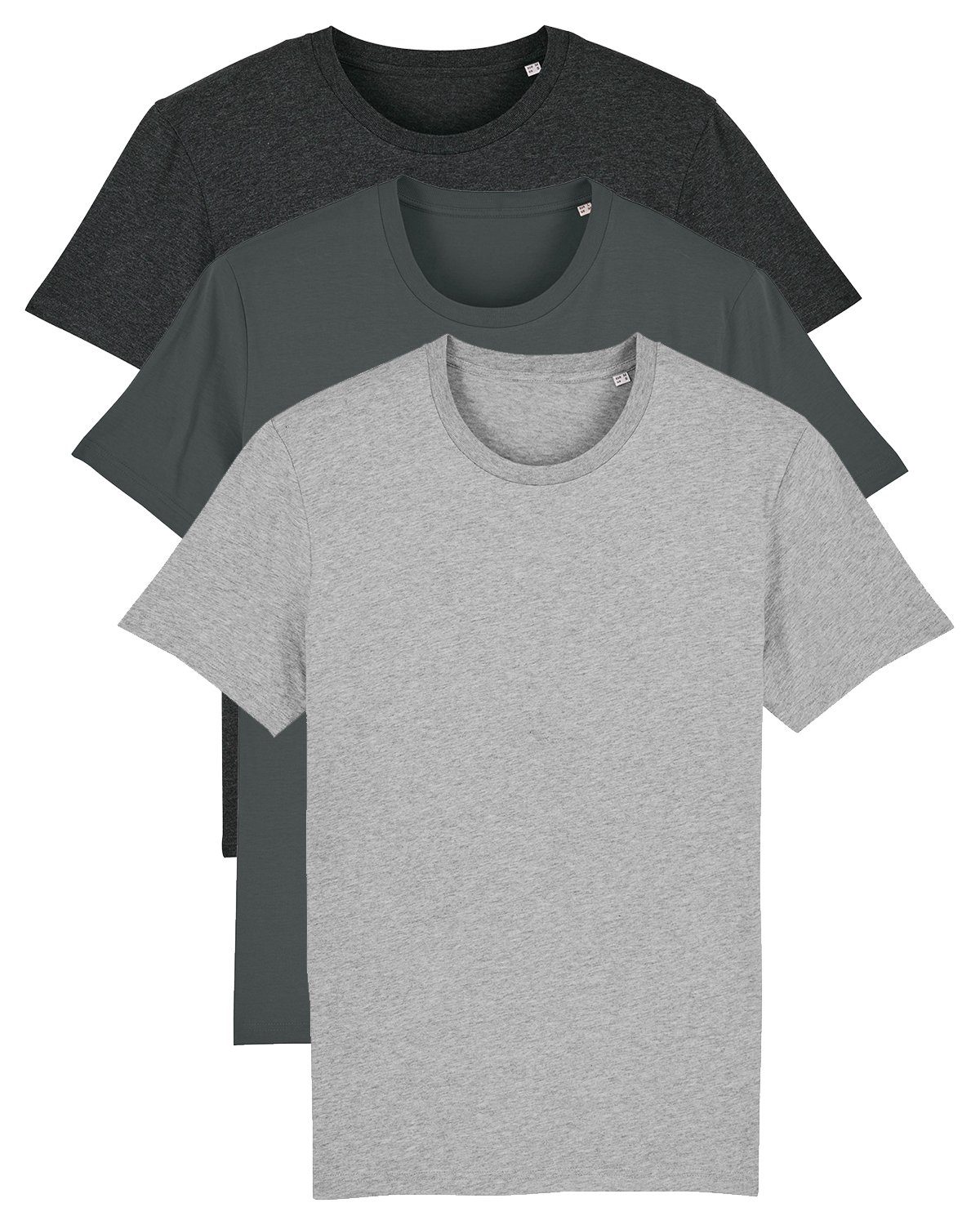wat? Apparel Print-Shirt 3er Pack Creator Basic (1-tlg) Anthracite - Heather Grey - Dark Heather Grey | T-Shirts