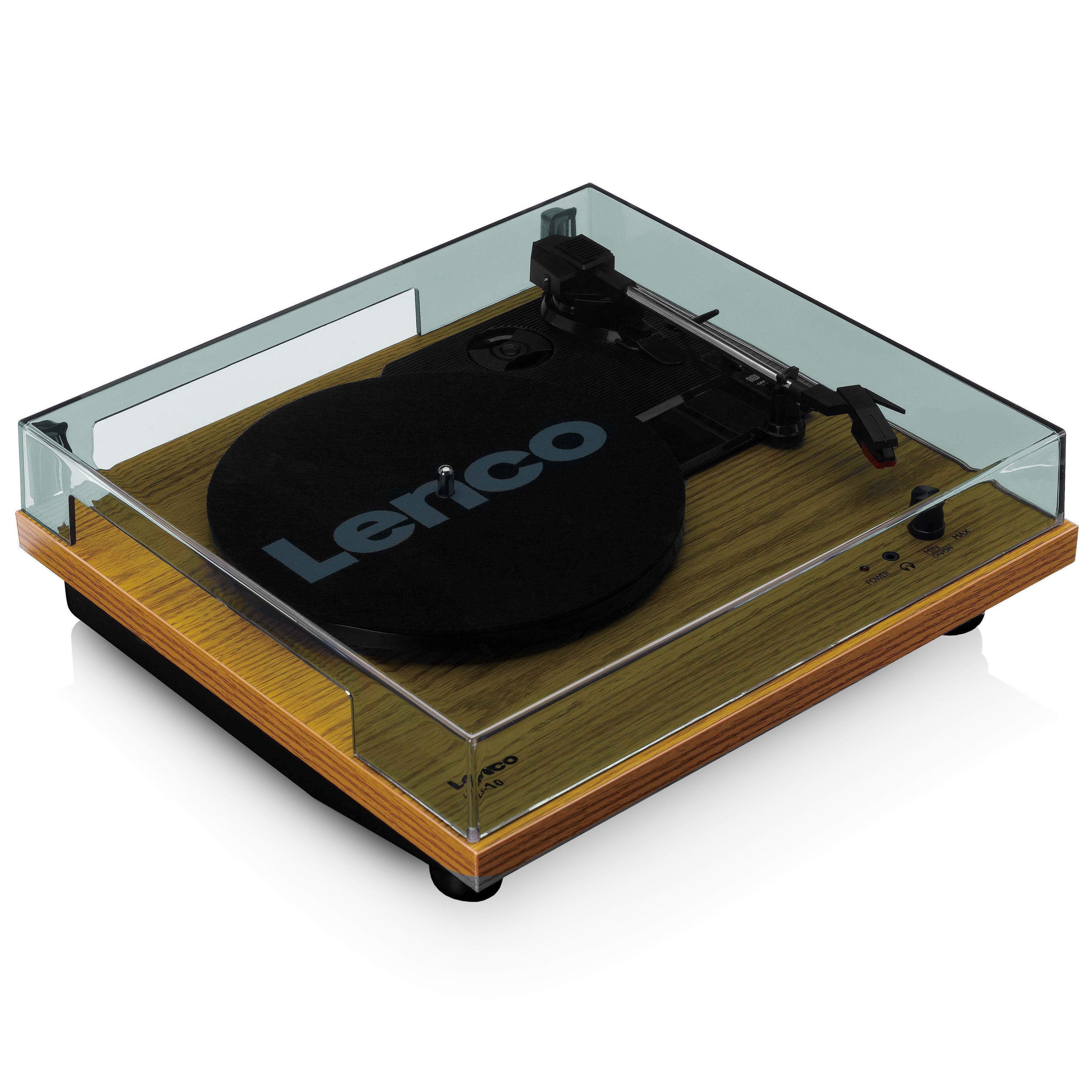 Lenco LS-10WD Plattenspieler (Riemenantrieb, Vinyl, 33 45 U/min, RCA Lautsprecher, Kopfhöreranschluss im Holzdesign) – Bild 5 von 5