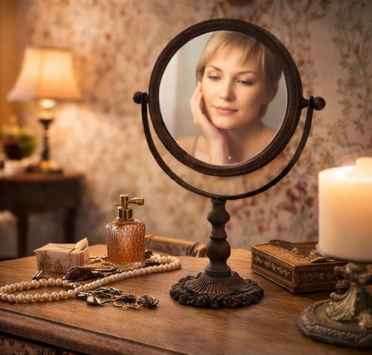 AnticLine Schminkspiegel Antic Line Schminkspiegel Spiegel aus Metall SEB138814