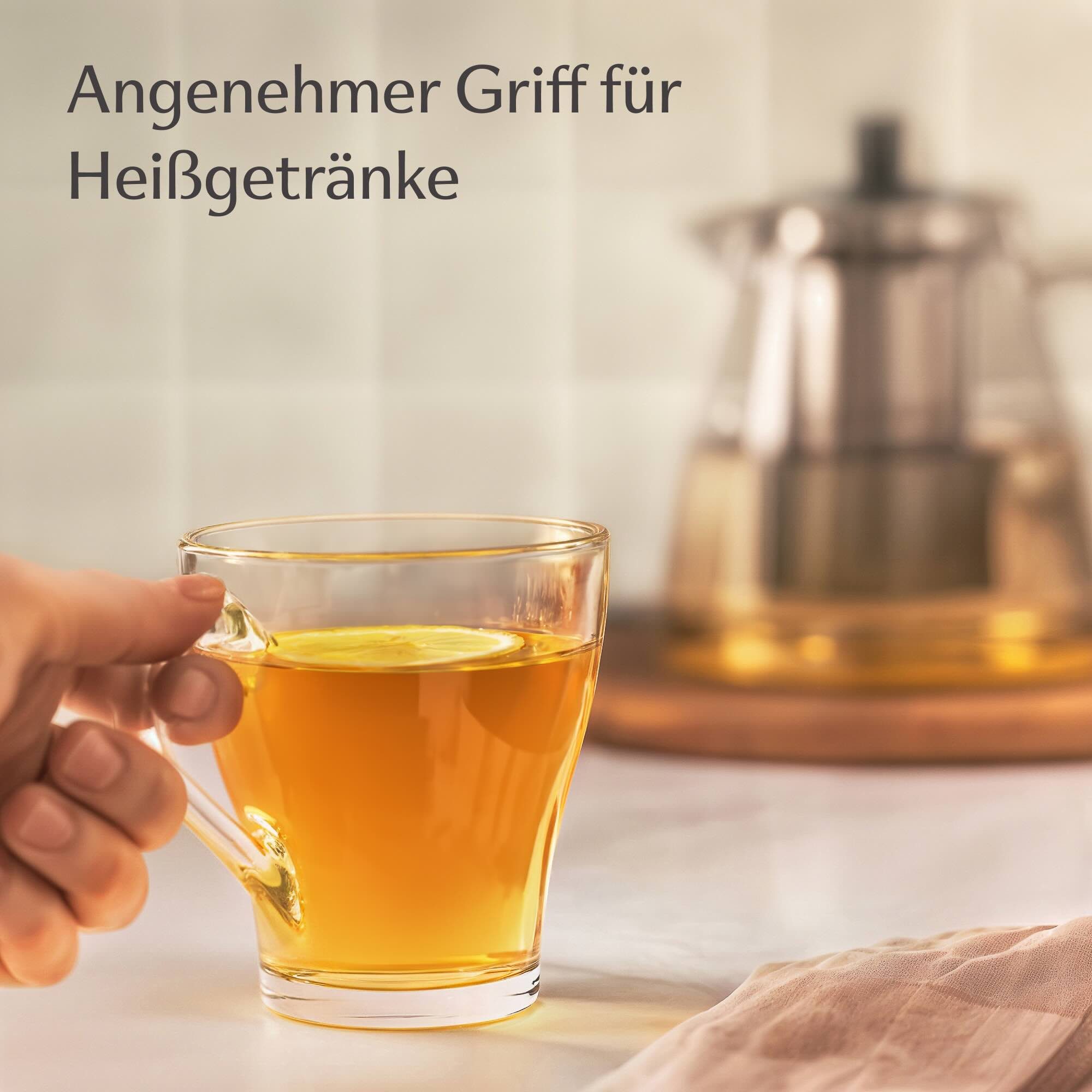 Cosumy Gläser-Set 6 Cappuccino Gläser mit Henkel und Löffel - 250ml - Hält lange warm, 12-tlg., Glas, Cappuccino Gläser Set mit Henkel und Löffel - 250 ml - Häl – Bild 5 von 5