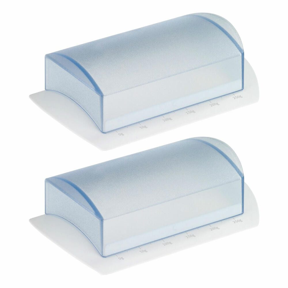 WESTMARK Butterdose Kunststoff, Weiß/Transluzent, 2 Tisch-Butterdosen mit Skala, PP, SAN