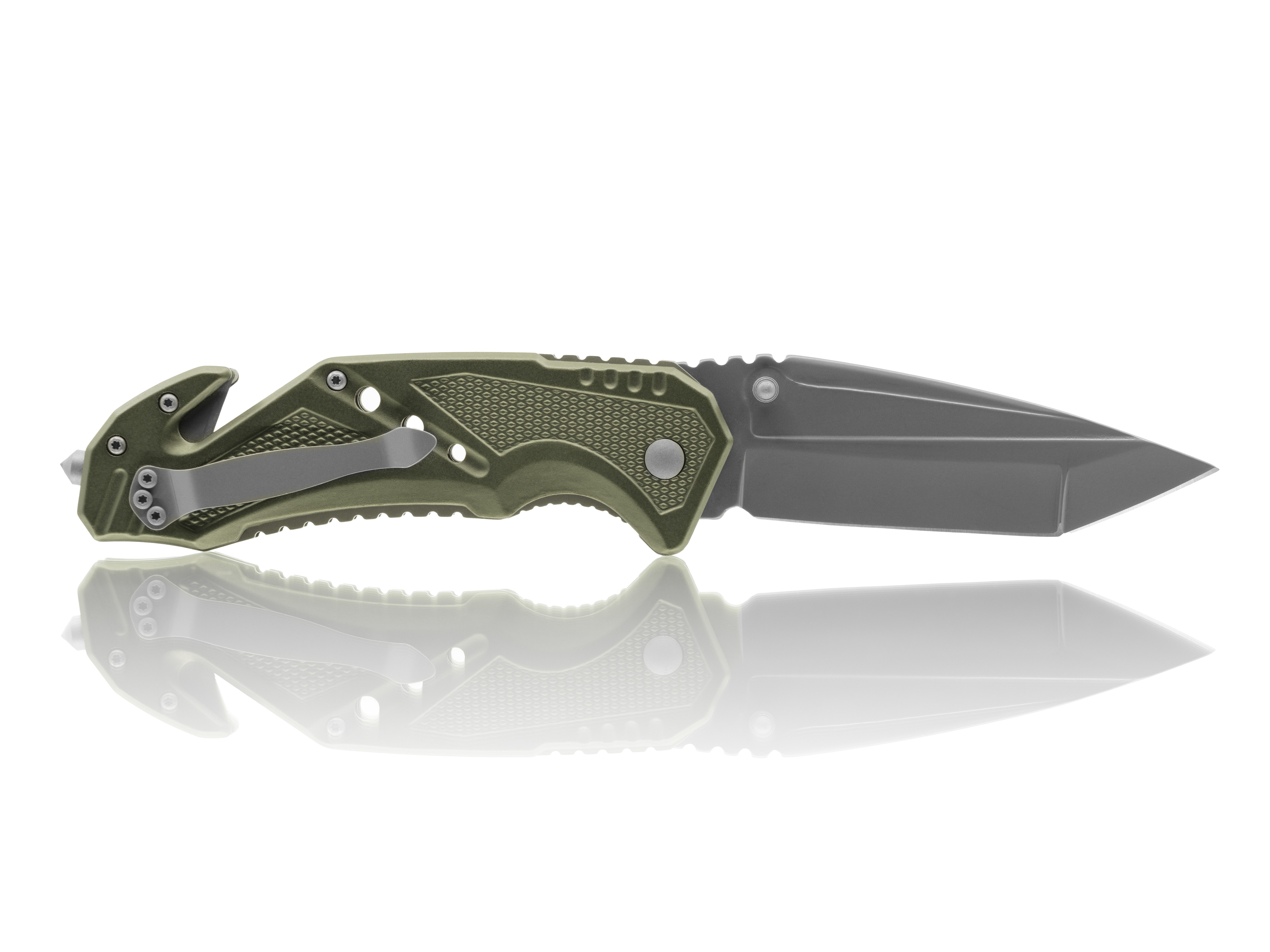 Delphin.sk Anglermesser Klappmesser SCARP Klingenlänge 10cm - mit Seilschneider - Stofftasche, Messer, Seilschneider, Stahlspitze für Notglasbruch