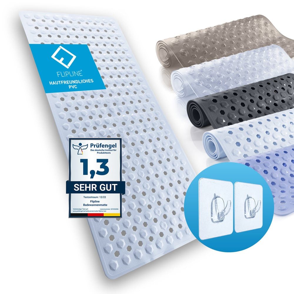 FLIPLINE® Badematte, 1x Badewanneneinlage weiß, PVC