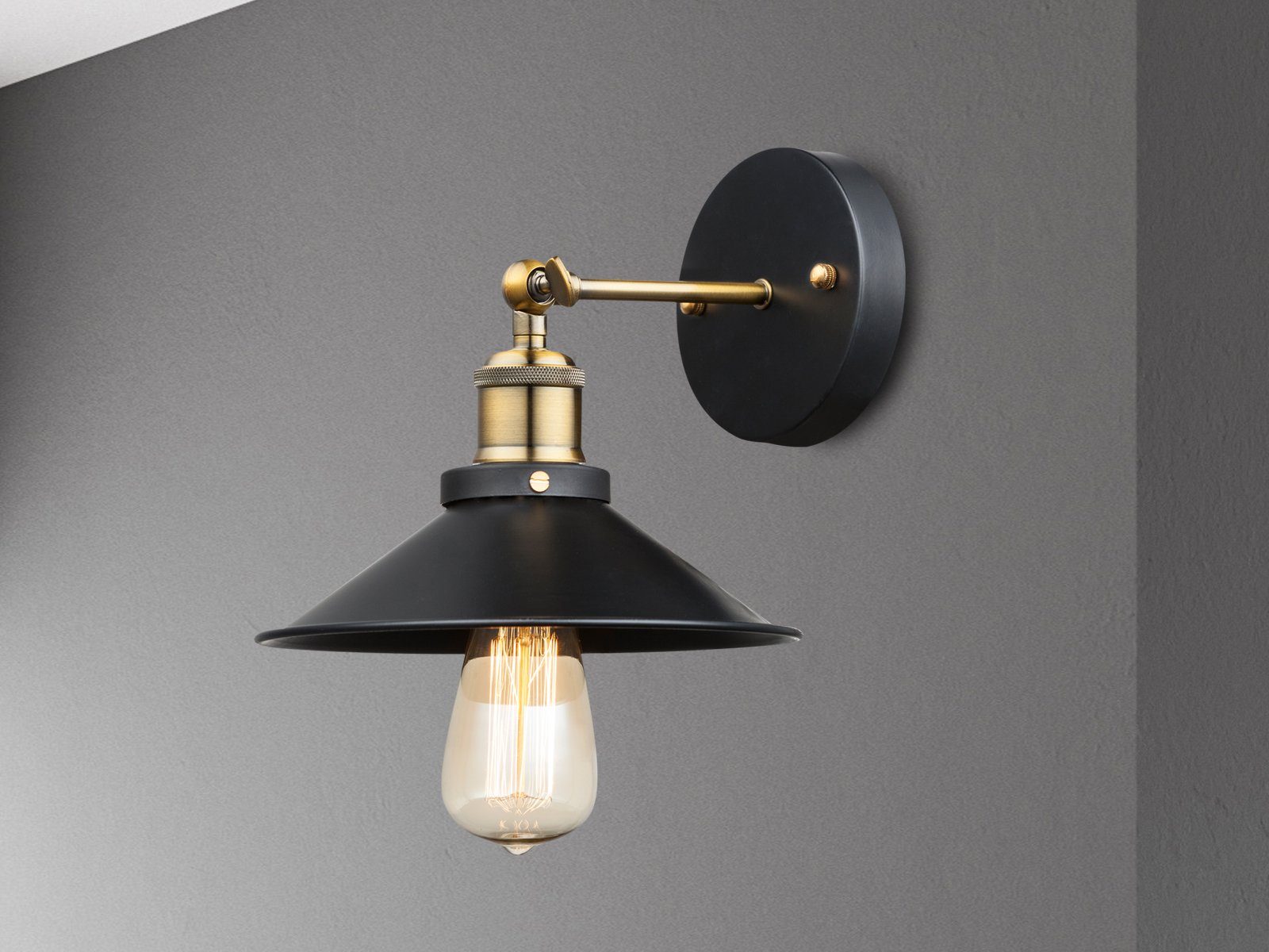 GLOBO LIGHTING LED Wandleuchte, LED wechselbar, warmweiß, ausgefallene Industrial Style innen für Treppenhaus, Schwarz H: 20cm