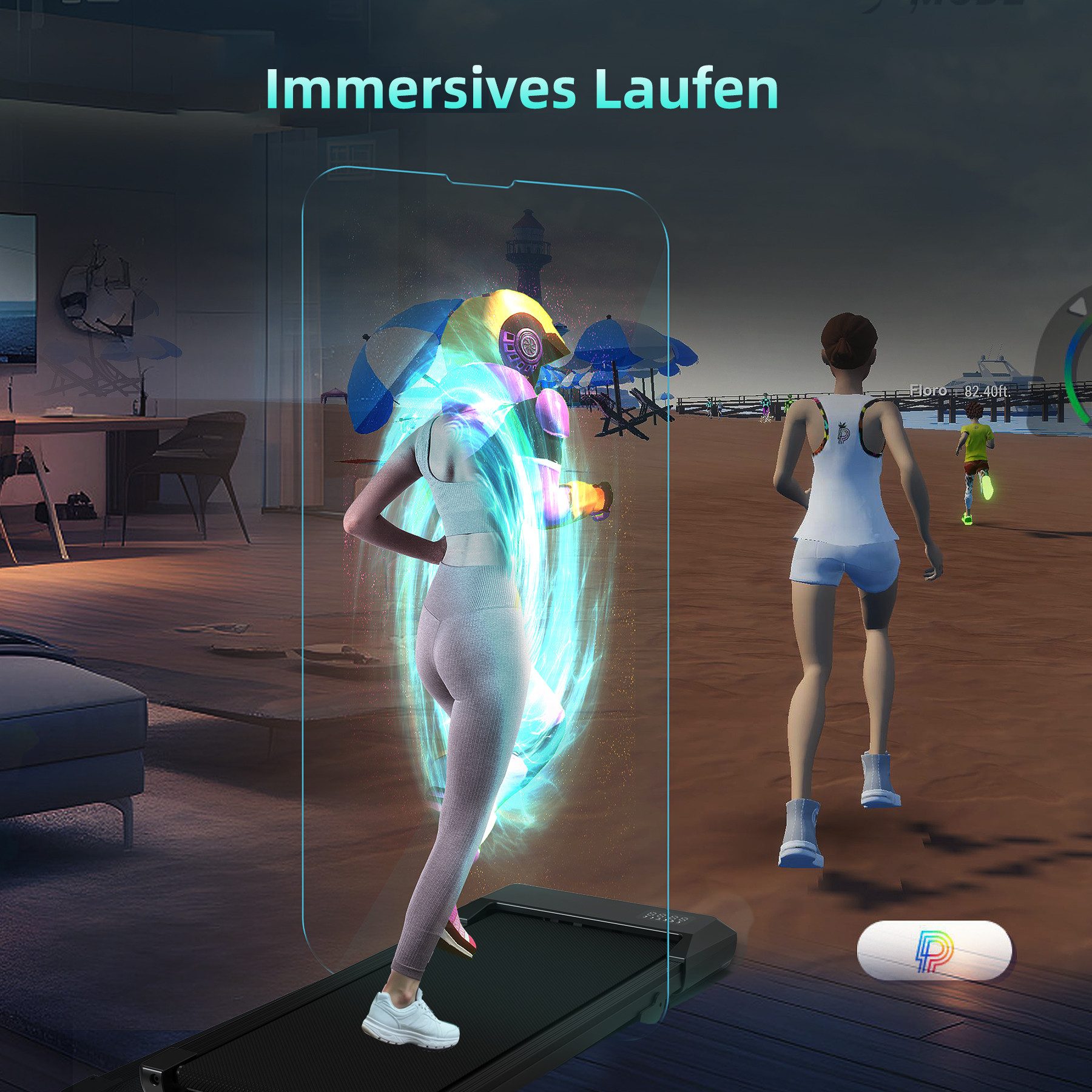 SUPERUN Laufband Walking Pad Urban, 3-in-1-Untertischlaufband, tragbar (1-tlg), 2,5 PS, geräuscharm & ideal für Zuhause