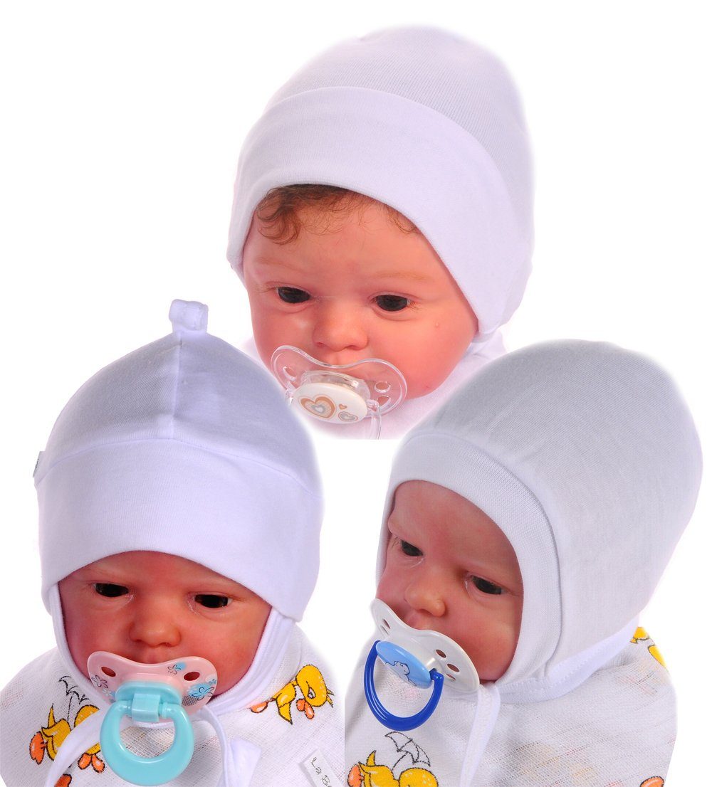 La Bortini Erstlingsmütze Babymützen 3er Pack Weiß Erstlingsmütze Baby Mützchen