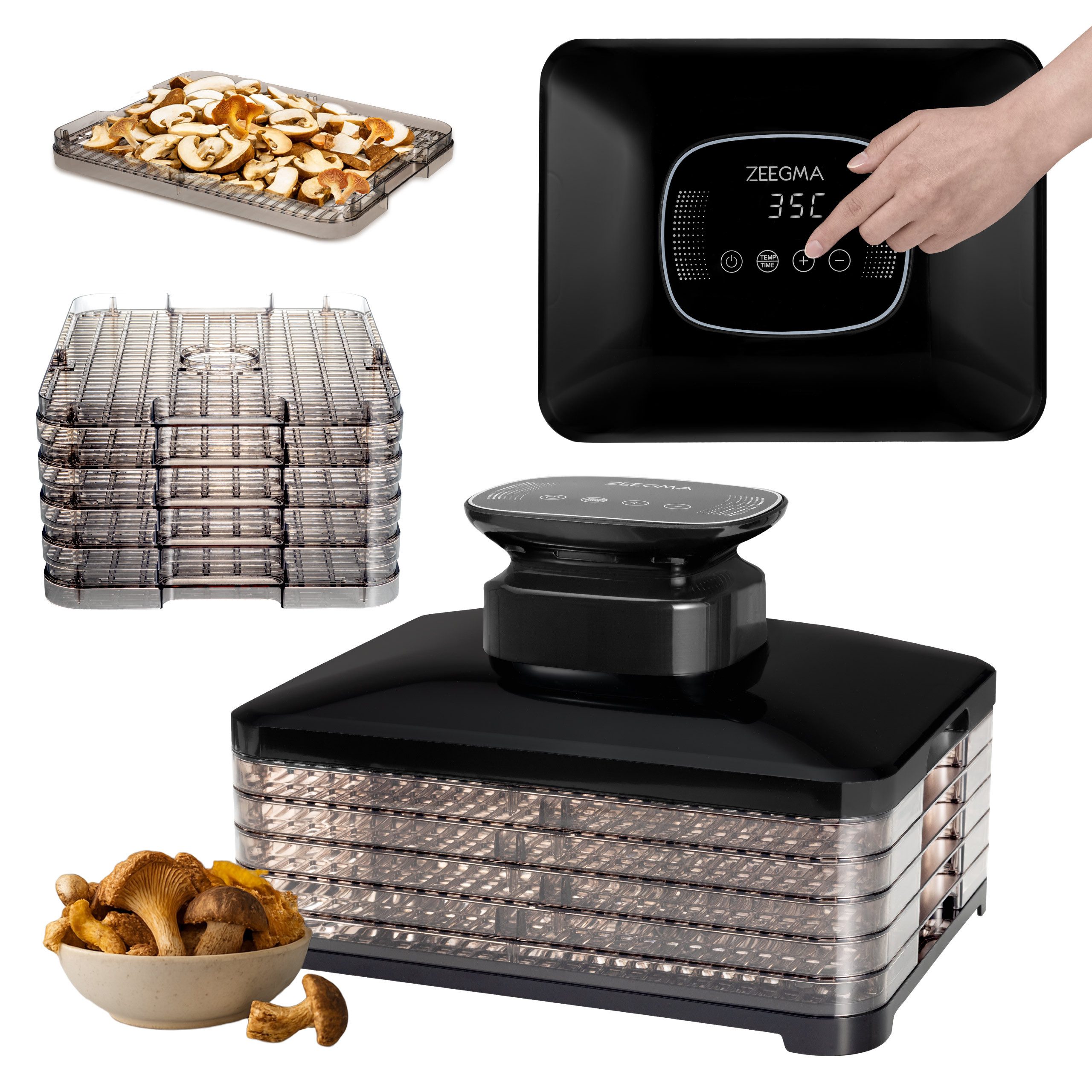 Zeegma Dörrautomat DRY CHEF PRO 400 W, 5 Etagen, Thermozirkulation/LED/Timer 72h/400W/5 Ebenen