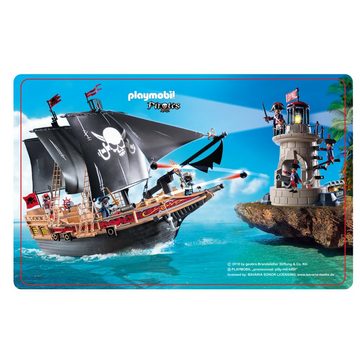 United Labels® Lunchbox Playmobil Brotdose - Piraten mit Trennwand Blau, Kunststoff (PP)