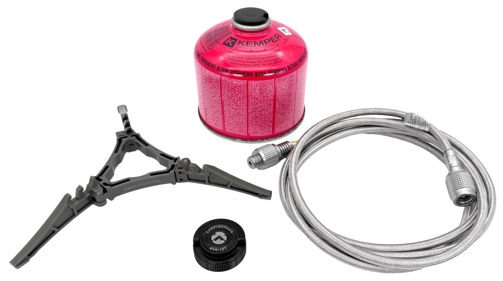 GARDINGER Schlauchadapter Starterset EN 417 Adapterschlauch 2 m Verschluss Ständer Kartusche, (Set, 4-St., Starterset: Adapterschlauch, Verschluss, Ständer und Gaskartusche), 2 m langer Adapterschlauch, magnetischer Ventilverschluss