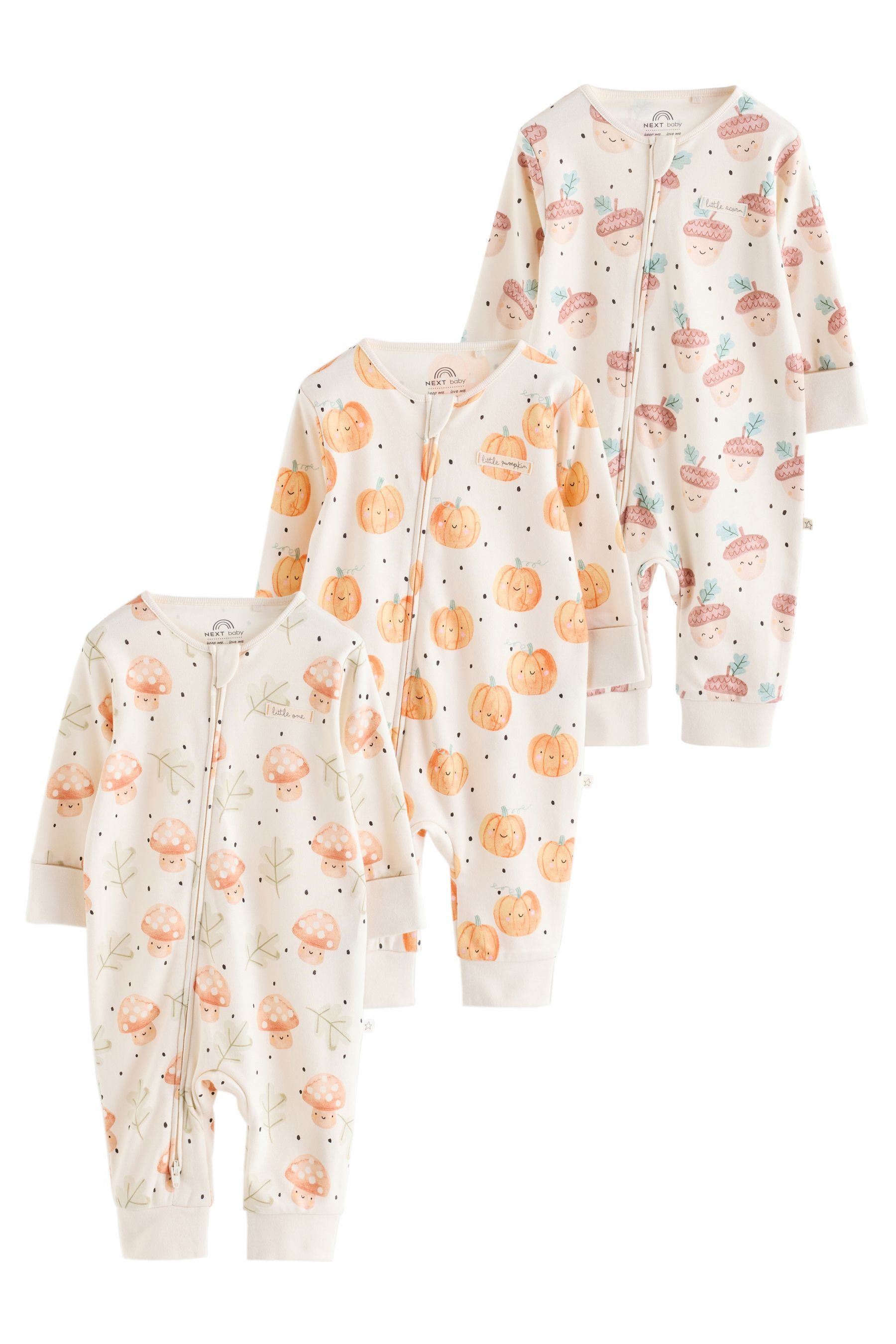 Next Schlafoverall Baby Schlafanzüge mit Zweiwege-RV, 3er-Pack (3-tlg)