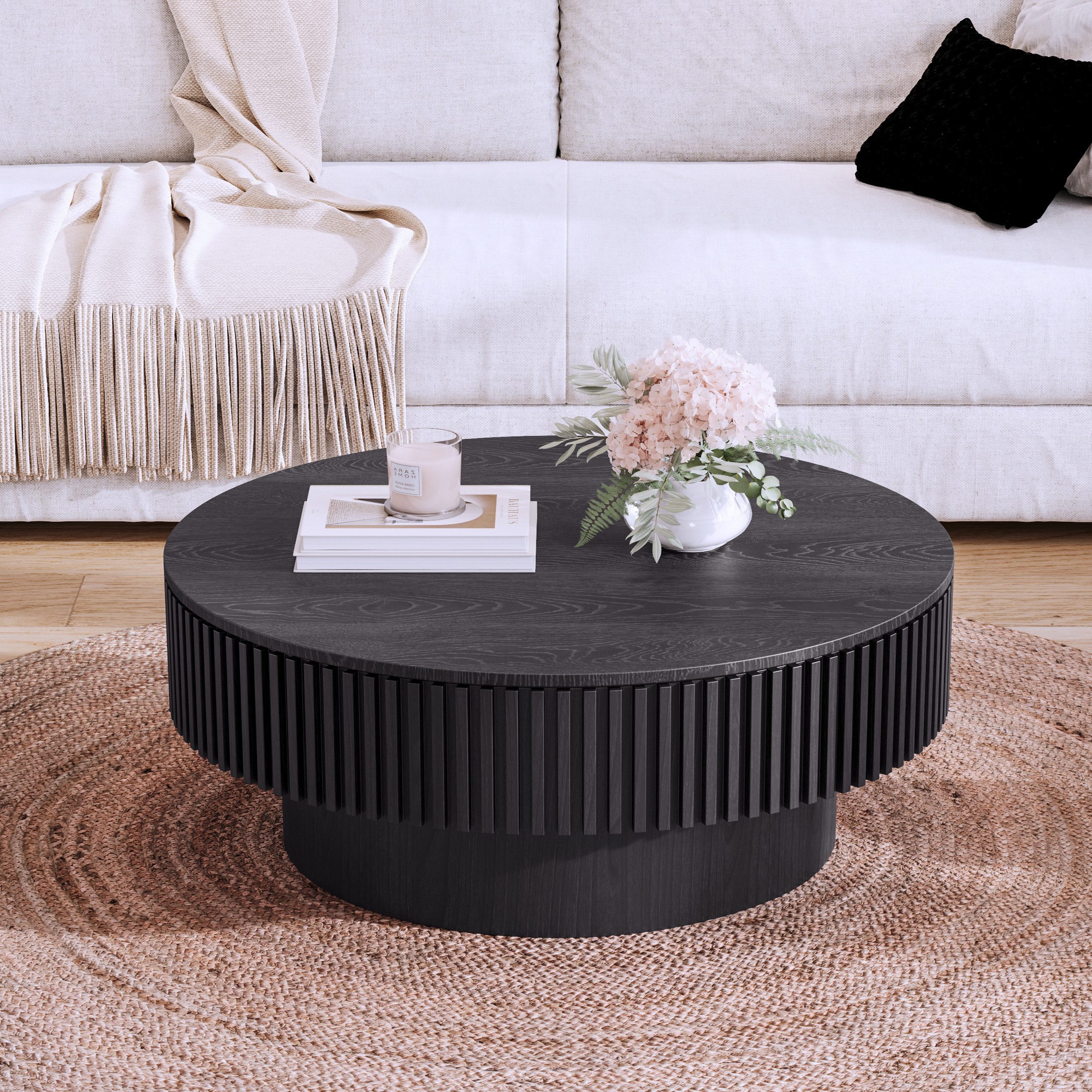 Celya Couchtisch Akzent-Teetisch rund 75 cm (Mit verstecktem Stauraum unter der Tischplatte, einzigartige Pilzform), idealen Ergänzung für Wohnzimmer, Schlafzim – Bild 5 von 5