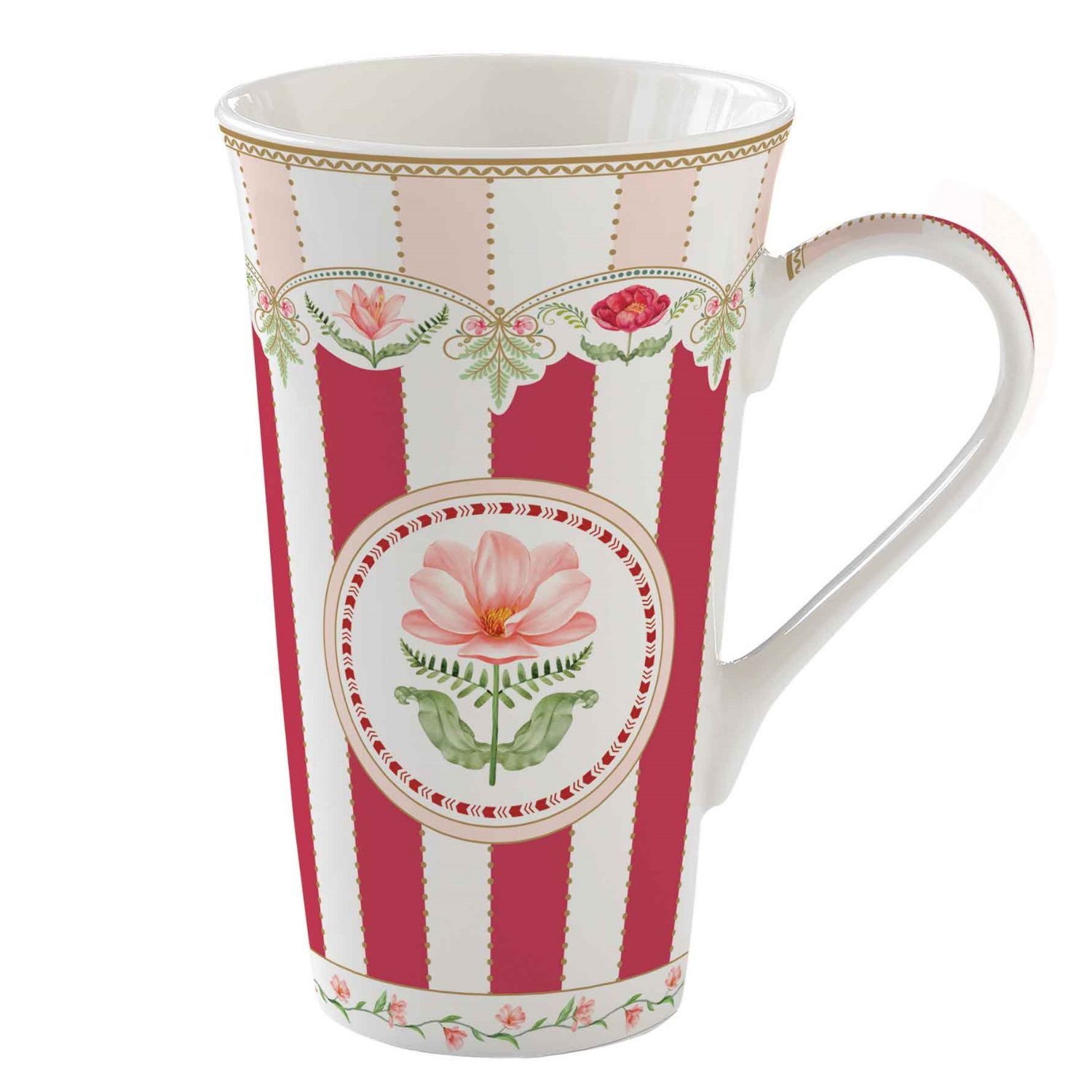 EasyLife Tasse Flowery, Porzellan, Spülmaschinengeeignet, Mehrfarbig, Blumen, H: 16.5cm