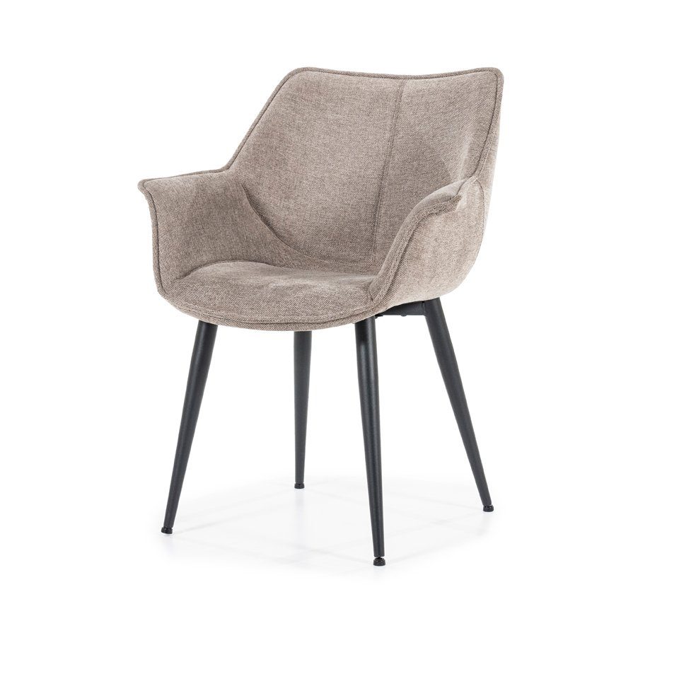 Maison ESTO Armlehnstuhl Esszimmerstuhl Stuhl mit Armlehnen Stoff braun | Stühle