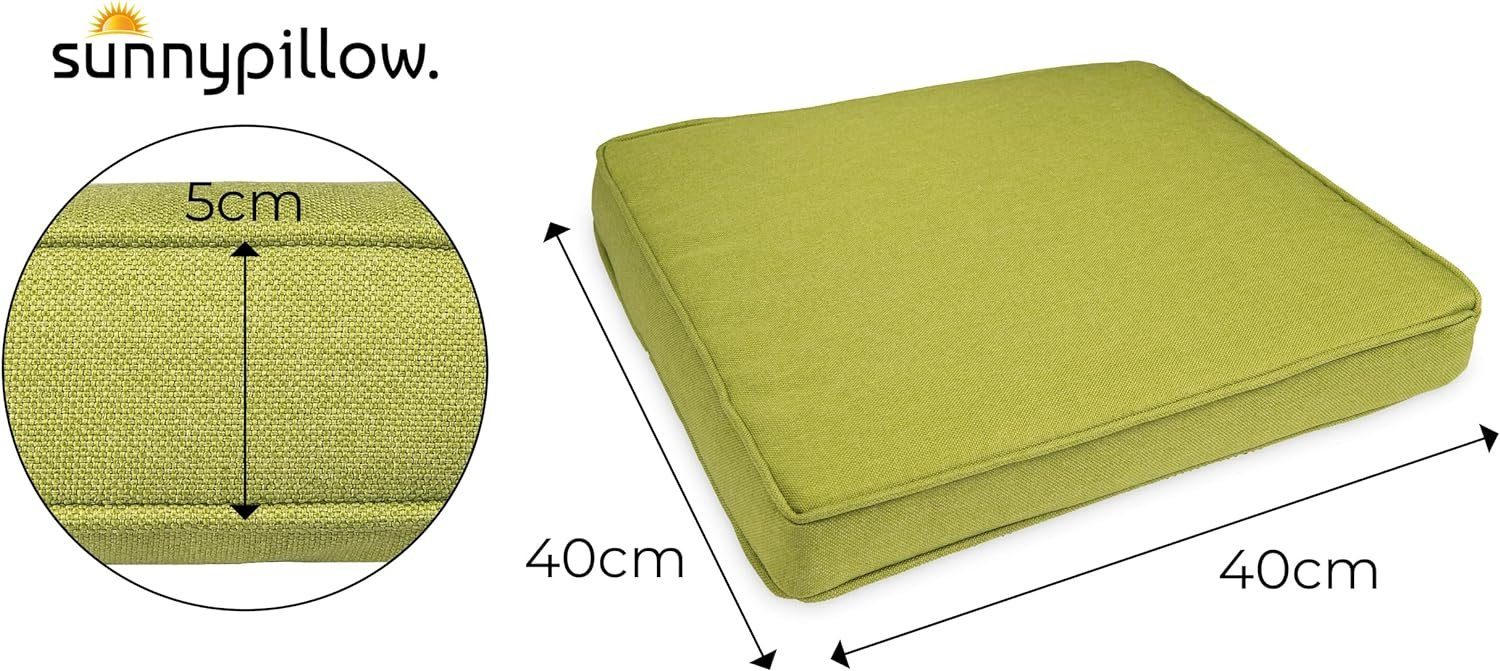 sunnypillow Stuhlkissen 4er Set Stuhlkissen wasserdicht UV-lichtecht BALI, 4er Set 40x40x5cm Grün