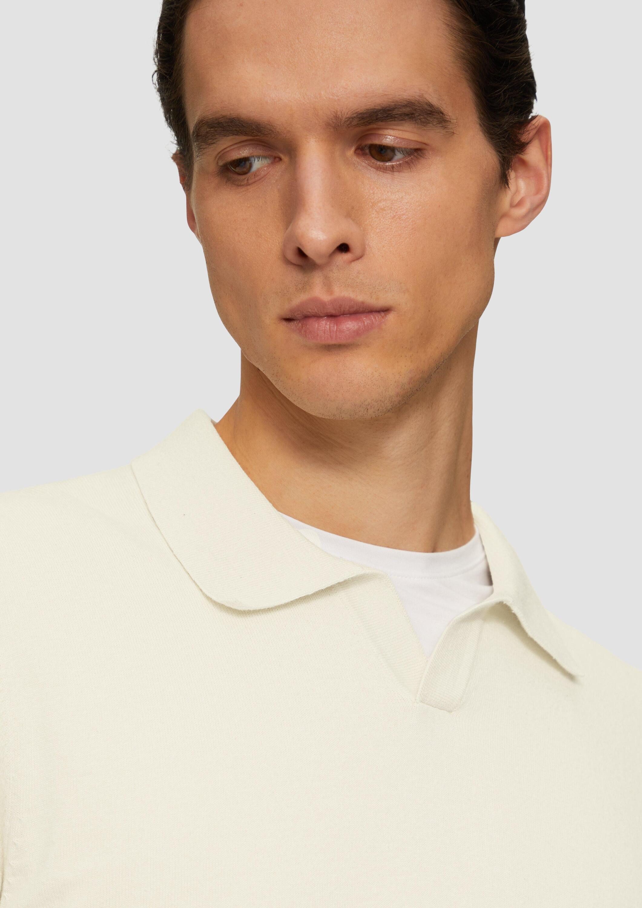 s.Oliver Longpullover Strickpullover Strickpullover mit Polokragen und Seide