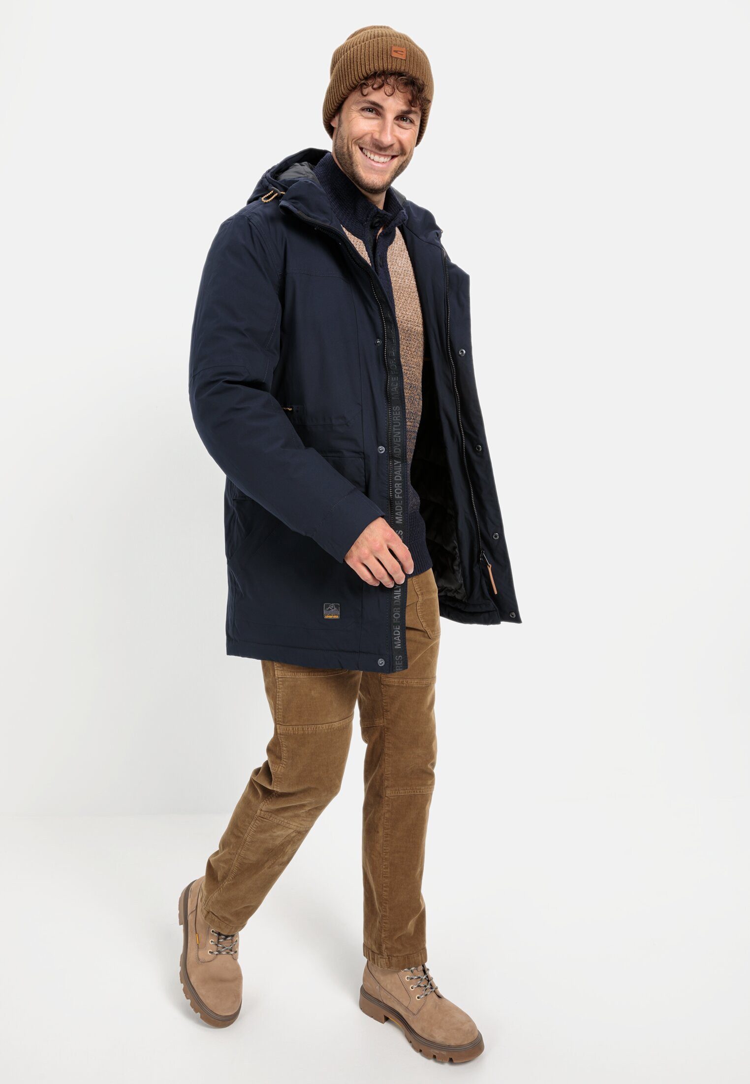 camel active Funktionsjacke mit reflektierendem Print Langarm Kapuze Markenlabel