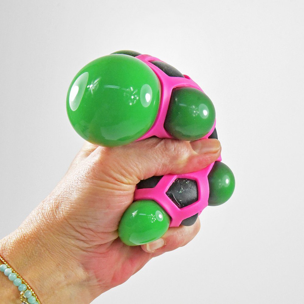 Kögler Spielball 3 x Stressball Netzbälle (Set) Ball 80 mm Antistress orange Duo-Color pink, grün
