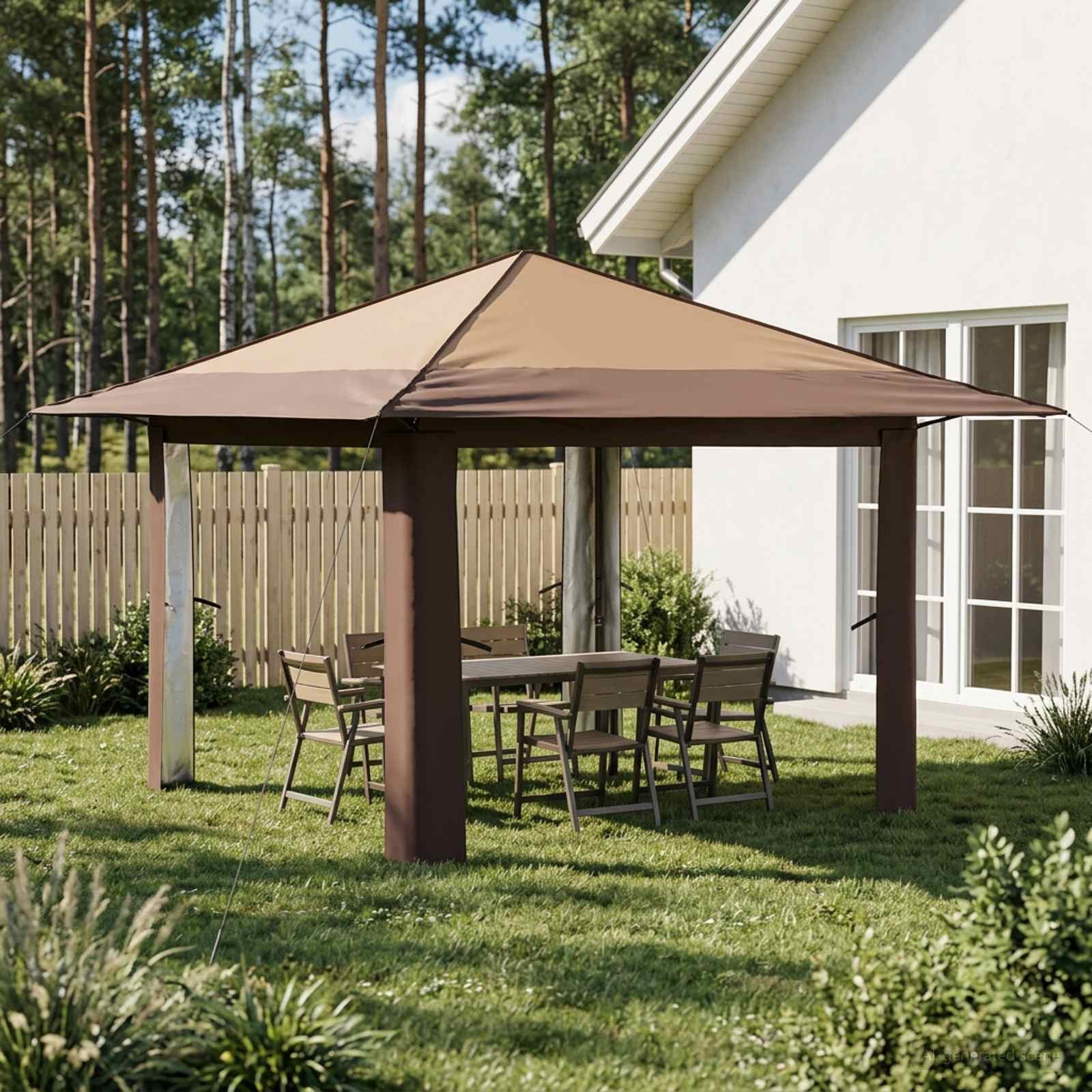 vidaXL Partyzelt Gazebo ohne Seitenwand Beige und Braun
