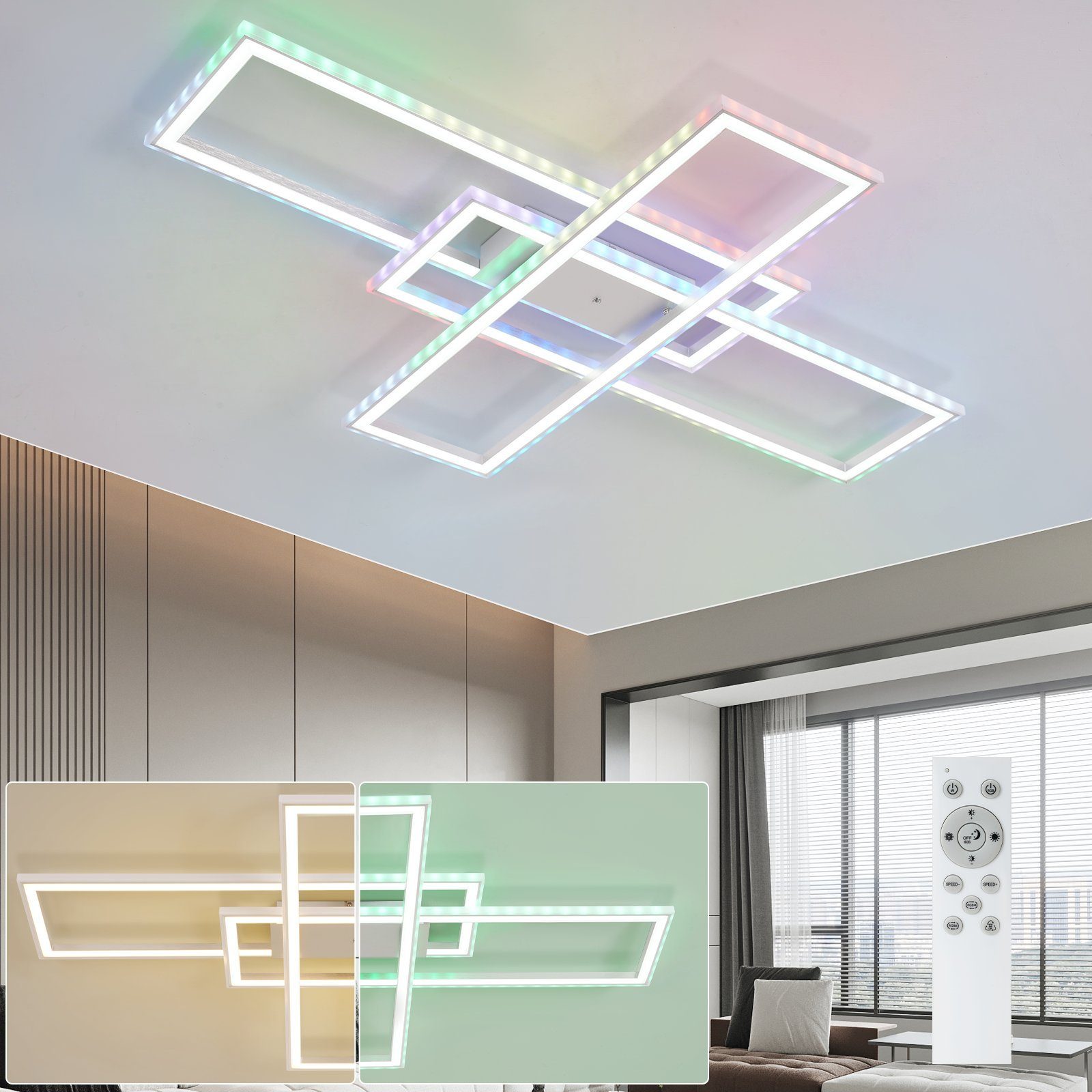ZMH LED Deckenleuchte Whonzimmer RGB Deckenlampe günstig online kaufen
