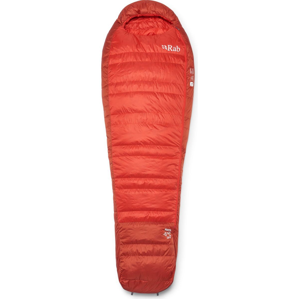 Rab Daunenschlafsack Alpine -6C / 20F, Hochwertiger Schlafsack für Campingabenteuer mit wasserdichtem