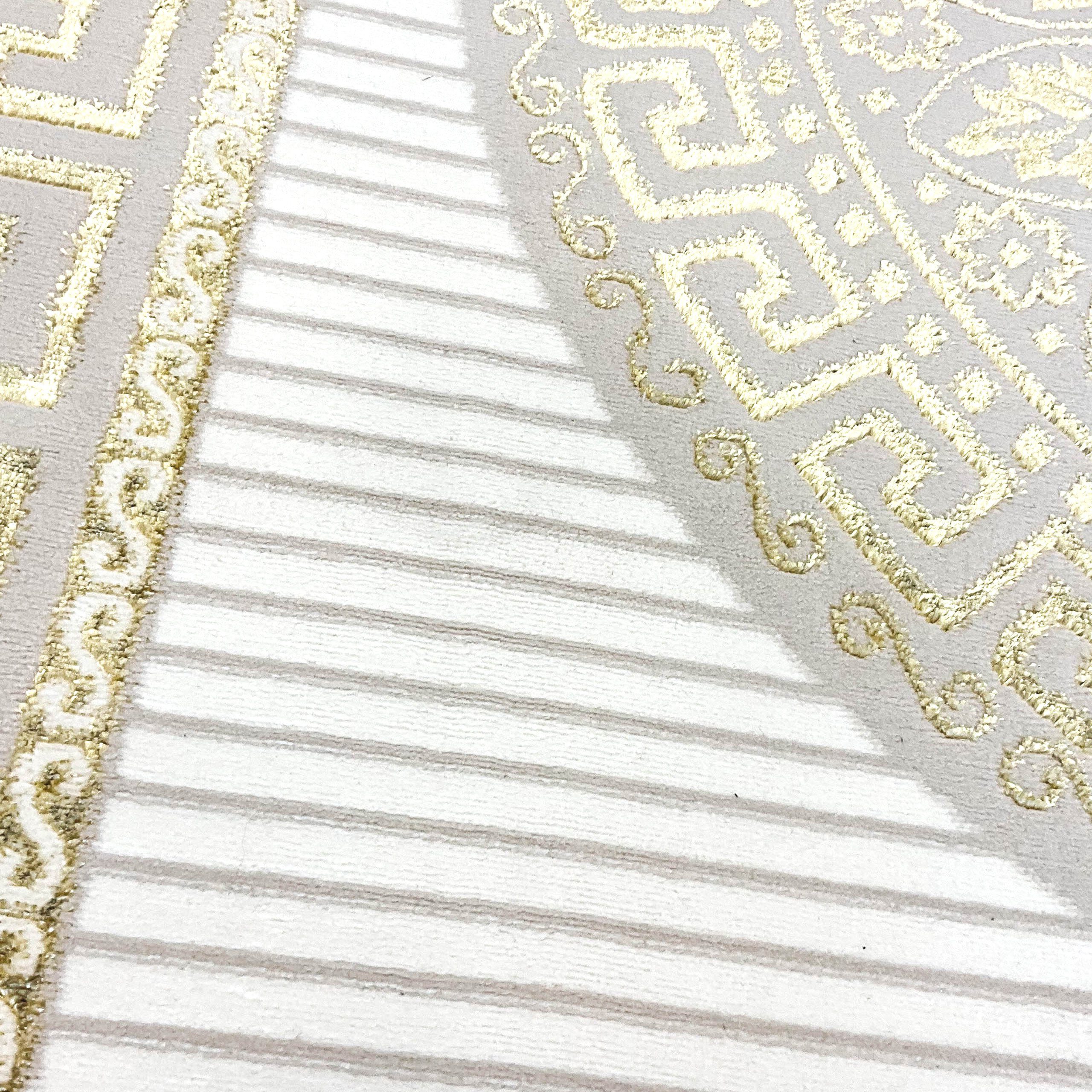 Carpetia Teppich Teppich mit orientalischem Flair, luxuriös, weiß gold, rechteckig, Höhe: 5 mm