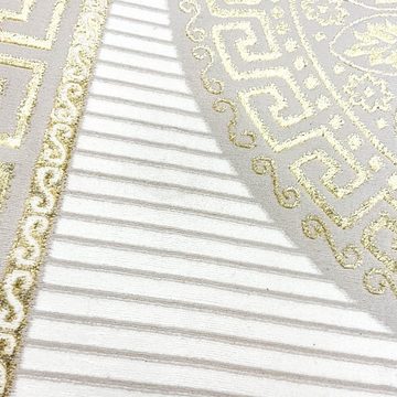 Teppich Teppich mit orientalischem Flair, luxuriös, weiß gold, Carpetia, rechteckig, Höhe: 5 mm
