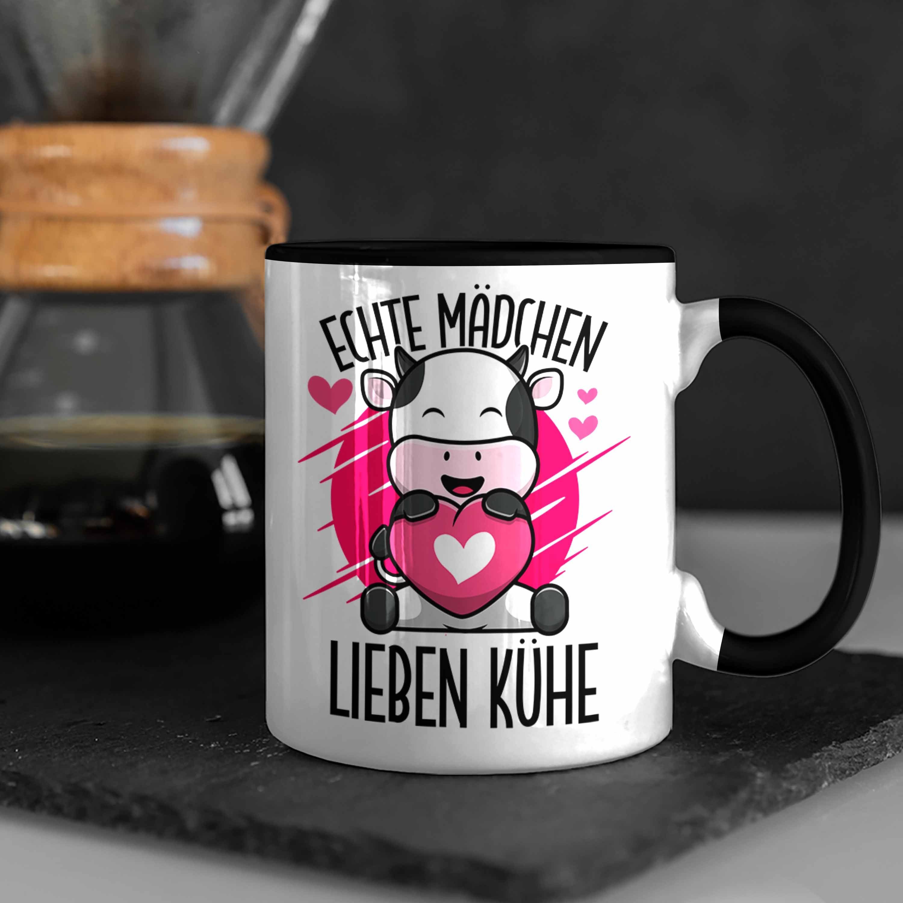 Lustige Trendation Schwarz Geschenkidee für Tasse Tasse Liebhaber Mädchen Kuh Kühe